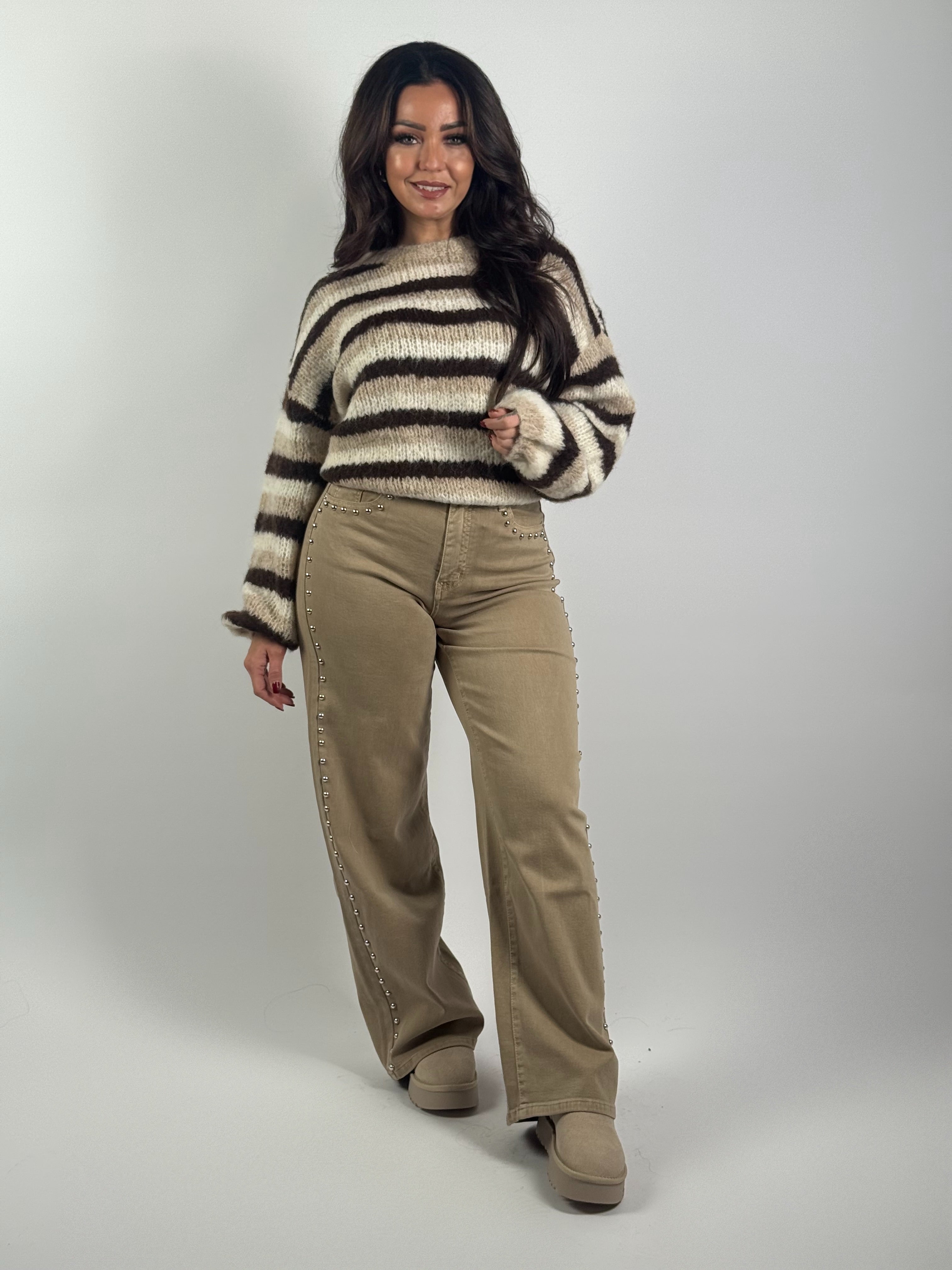 Trui Streep Beige/Bruin