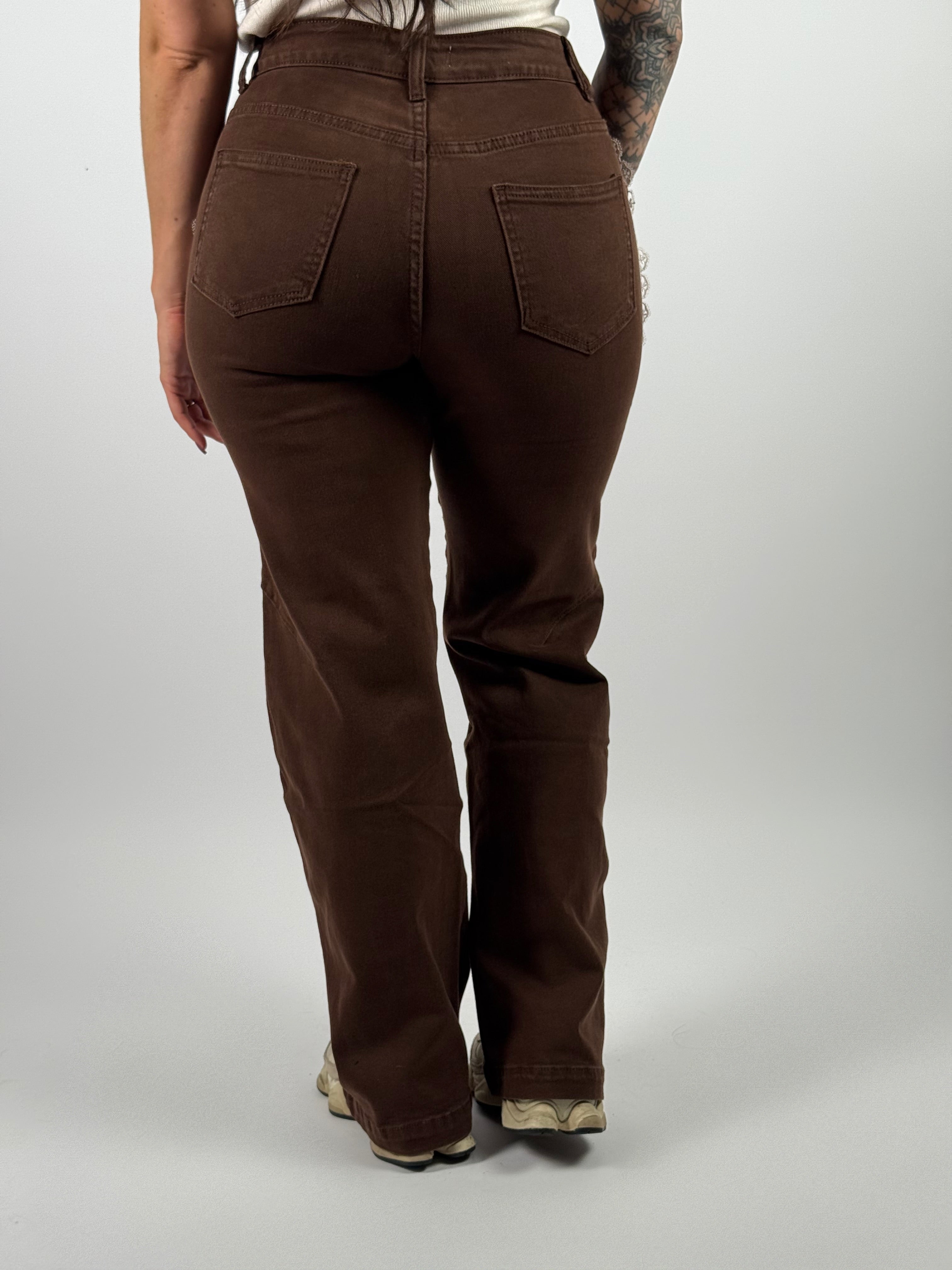 Jeans B 135Y Kant Wide Leg Bruin