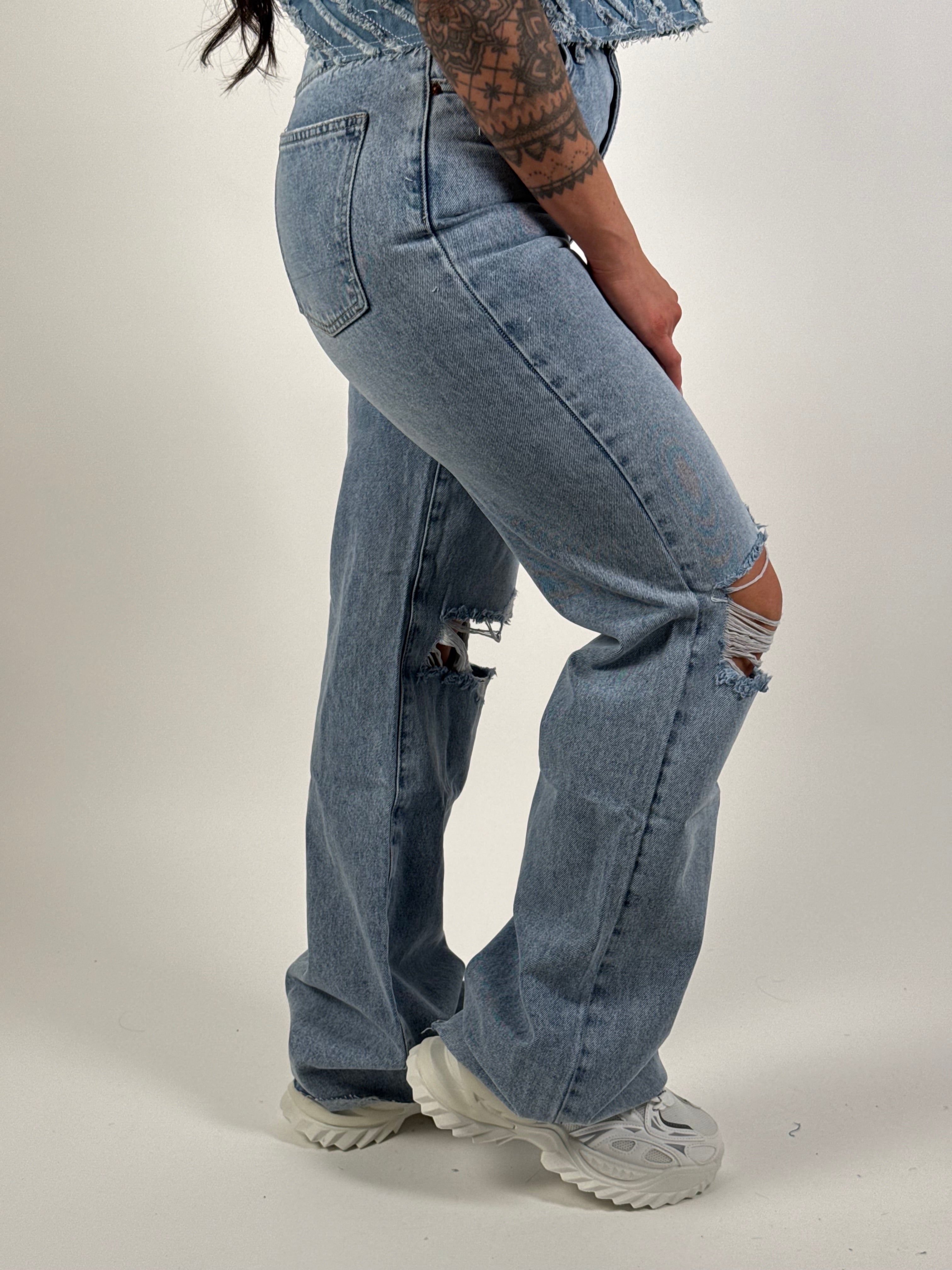 Jeans V 8656 Wide Leg Blauw