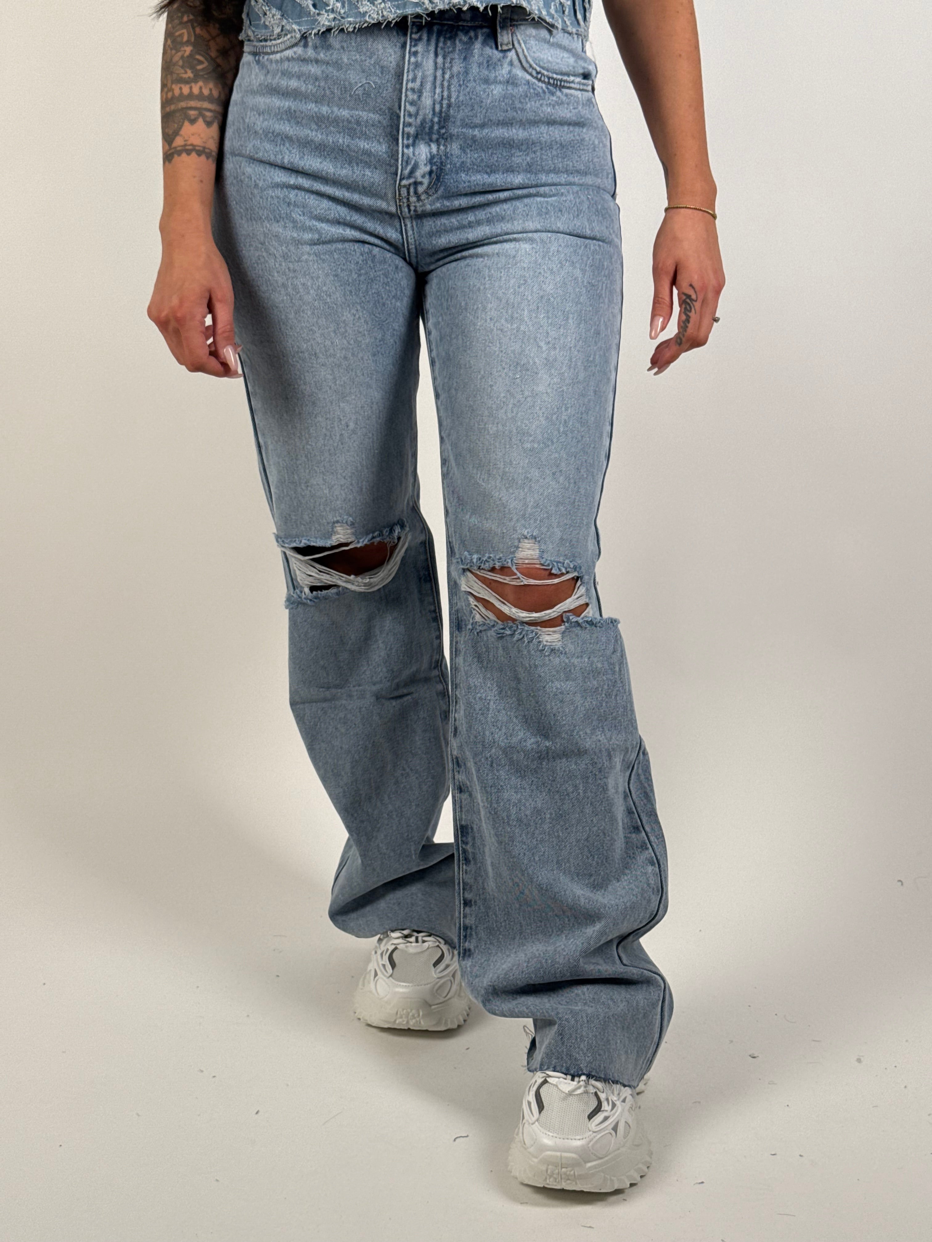 Jeans V 8656 Wide Leg Blauw