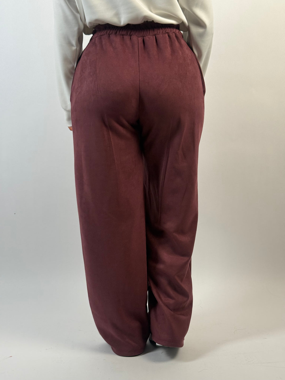 Broek Suède Look Sporty Bordeaux