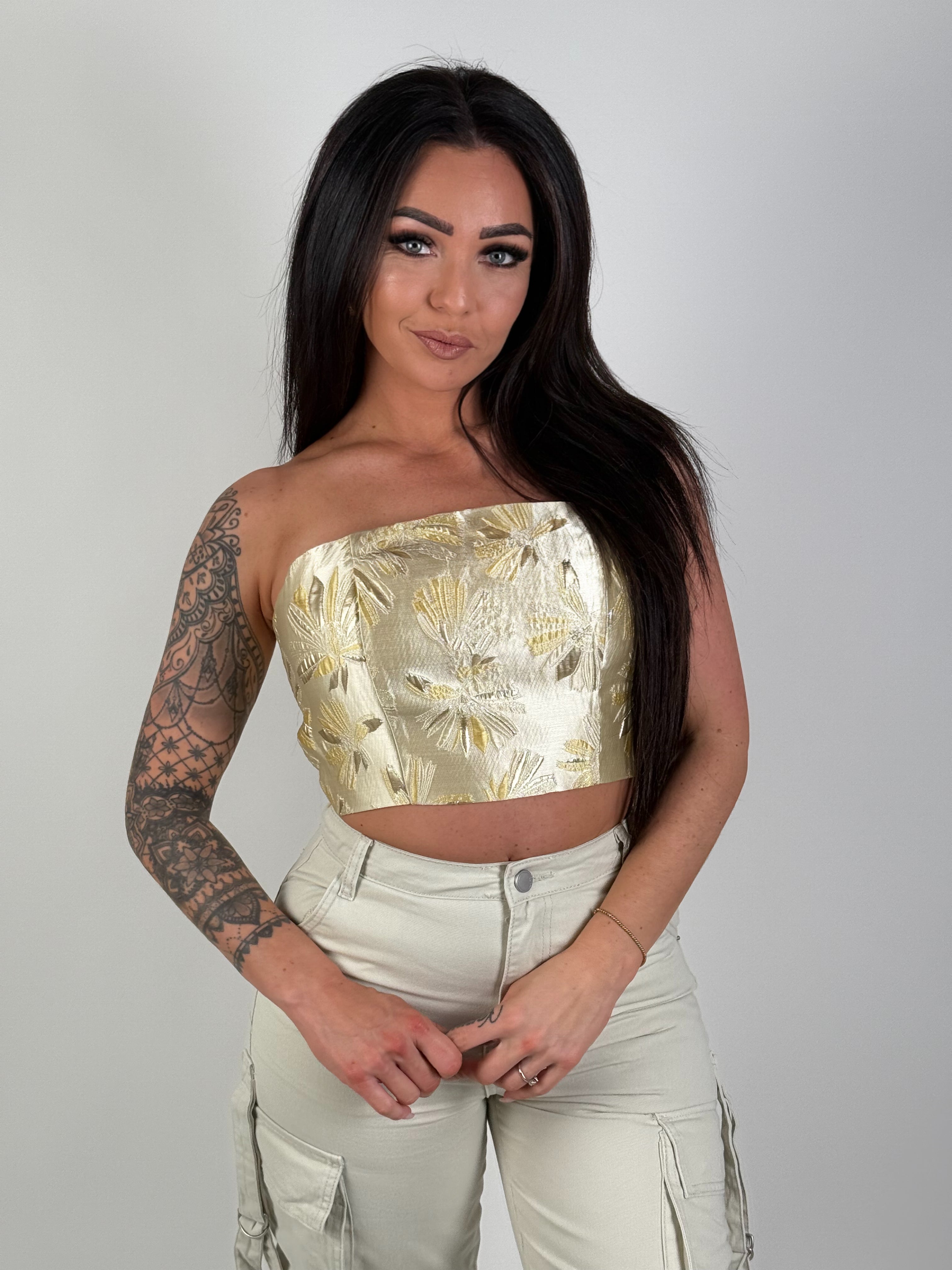 Top Bloom Strapless Beige