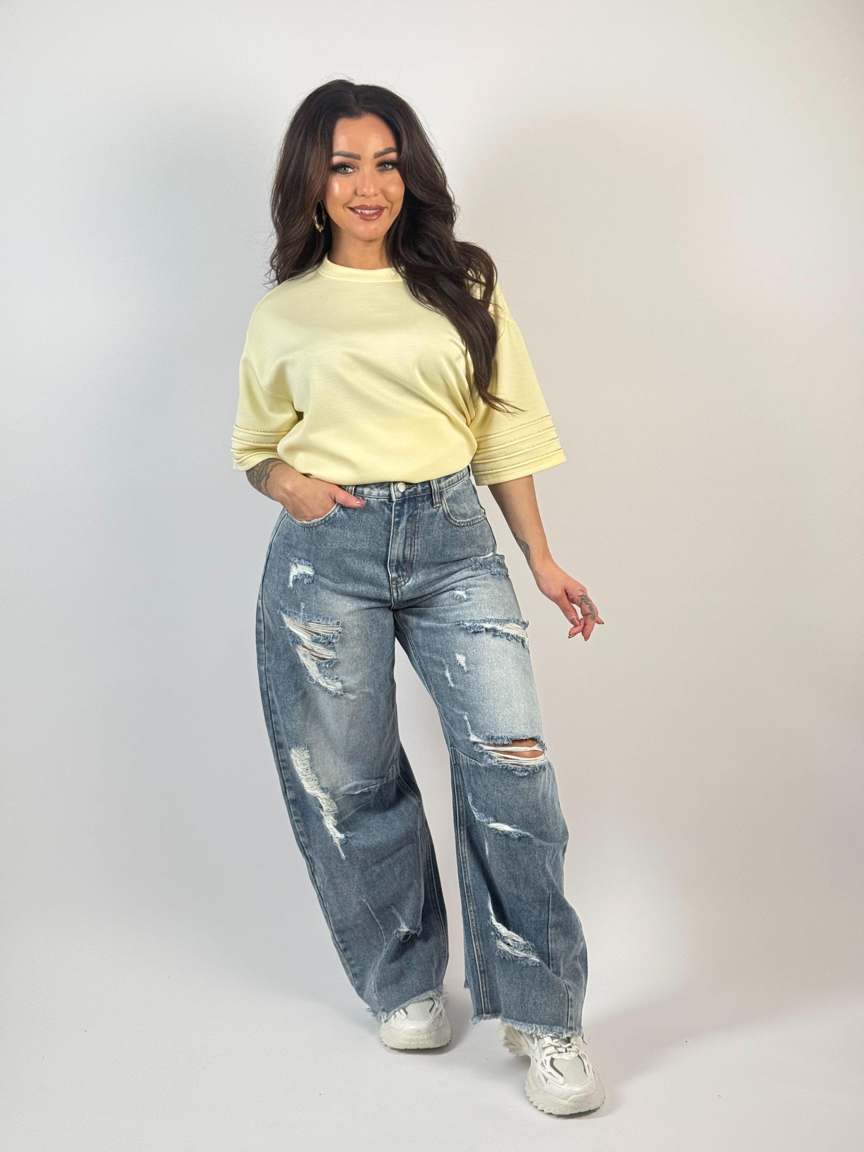 Jeans D 1221 Wide/Balloon Leg Blauw