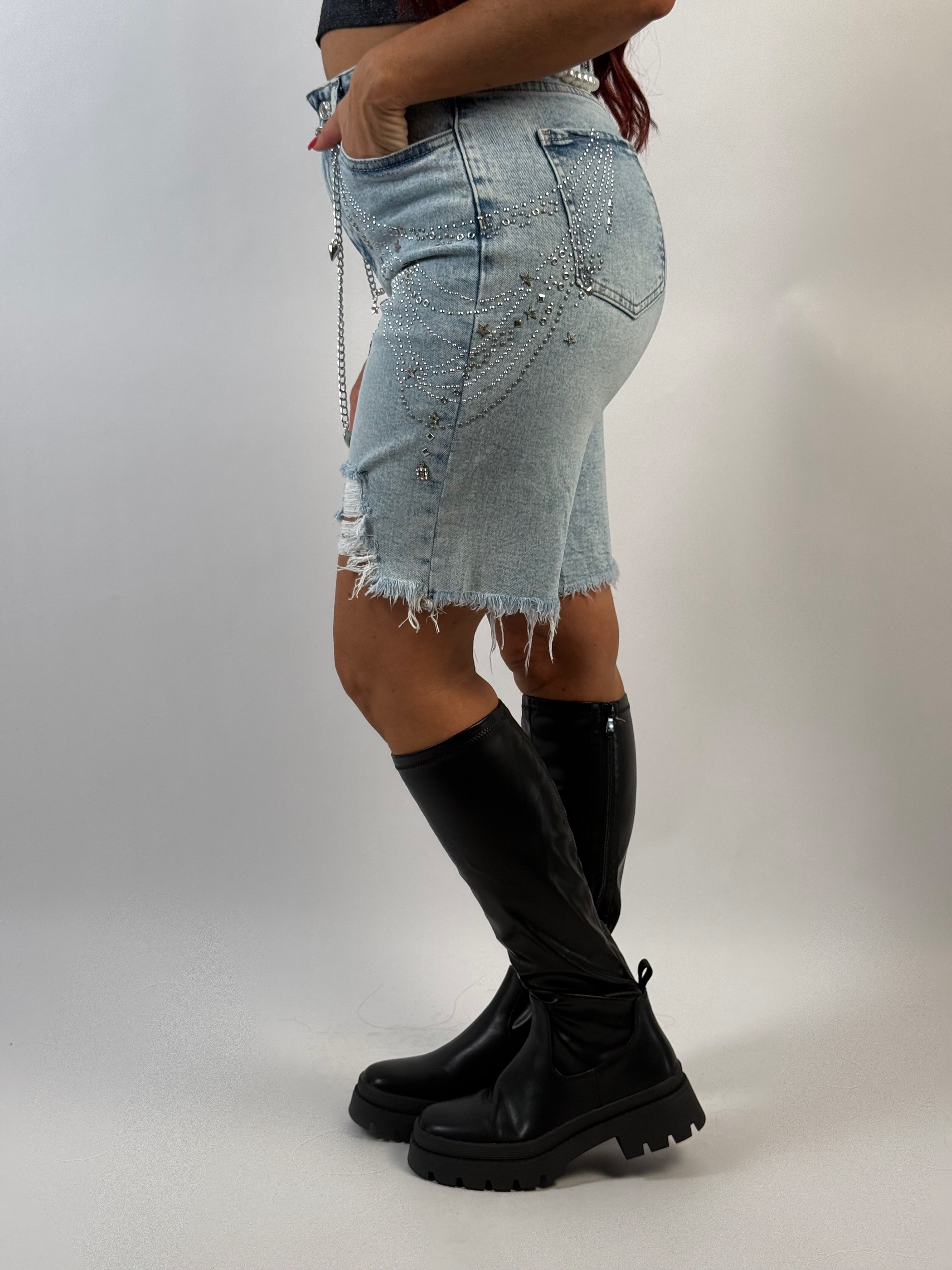 Jeans Short L 1212 Belt Blauw