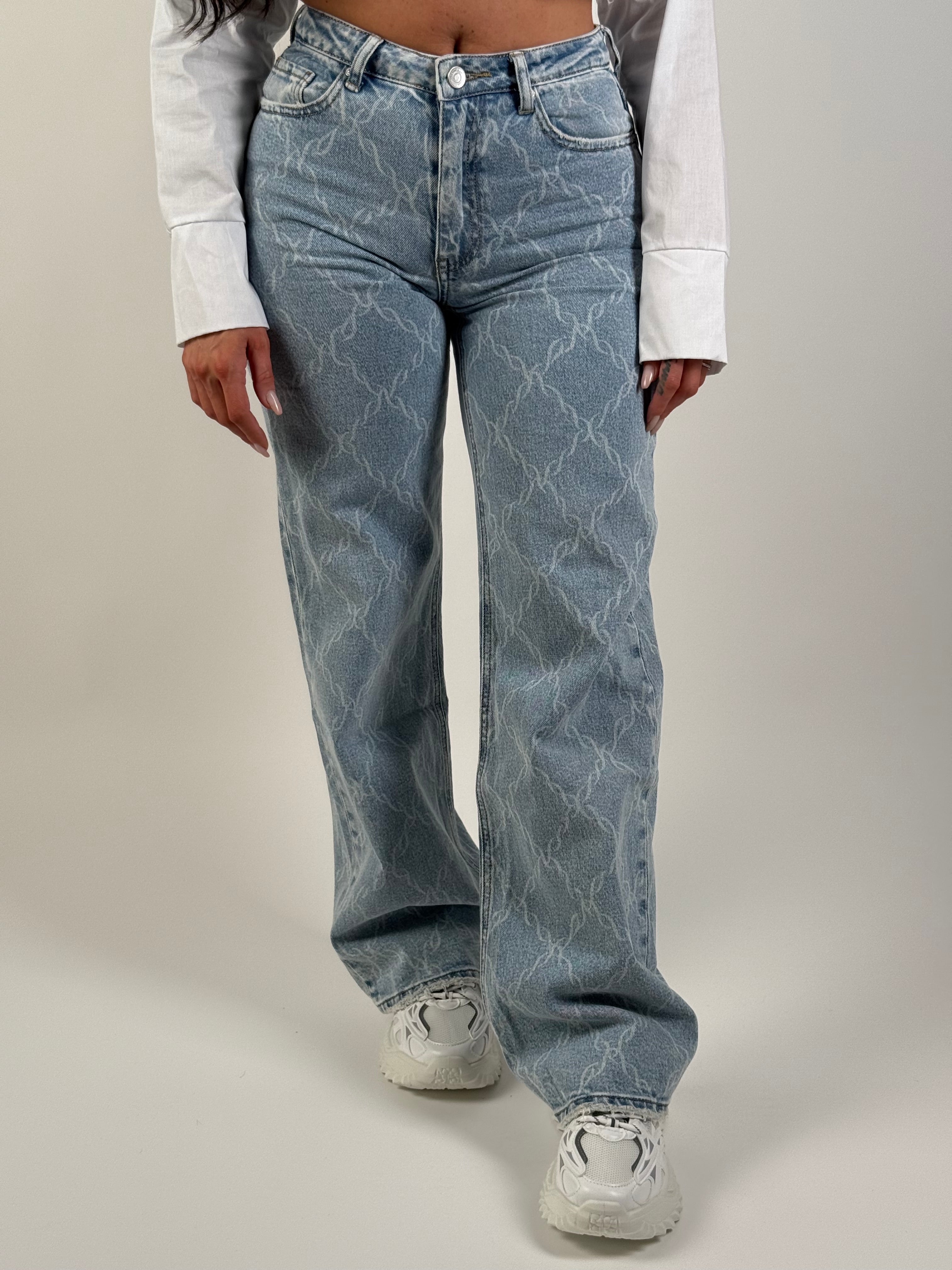 Jeans Q 3669 Print Wide Leg Blauw