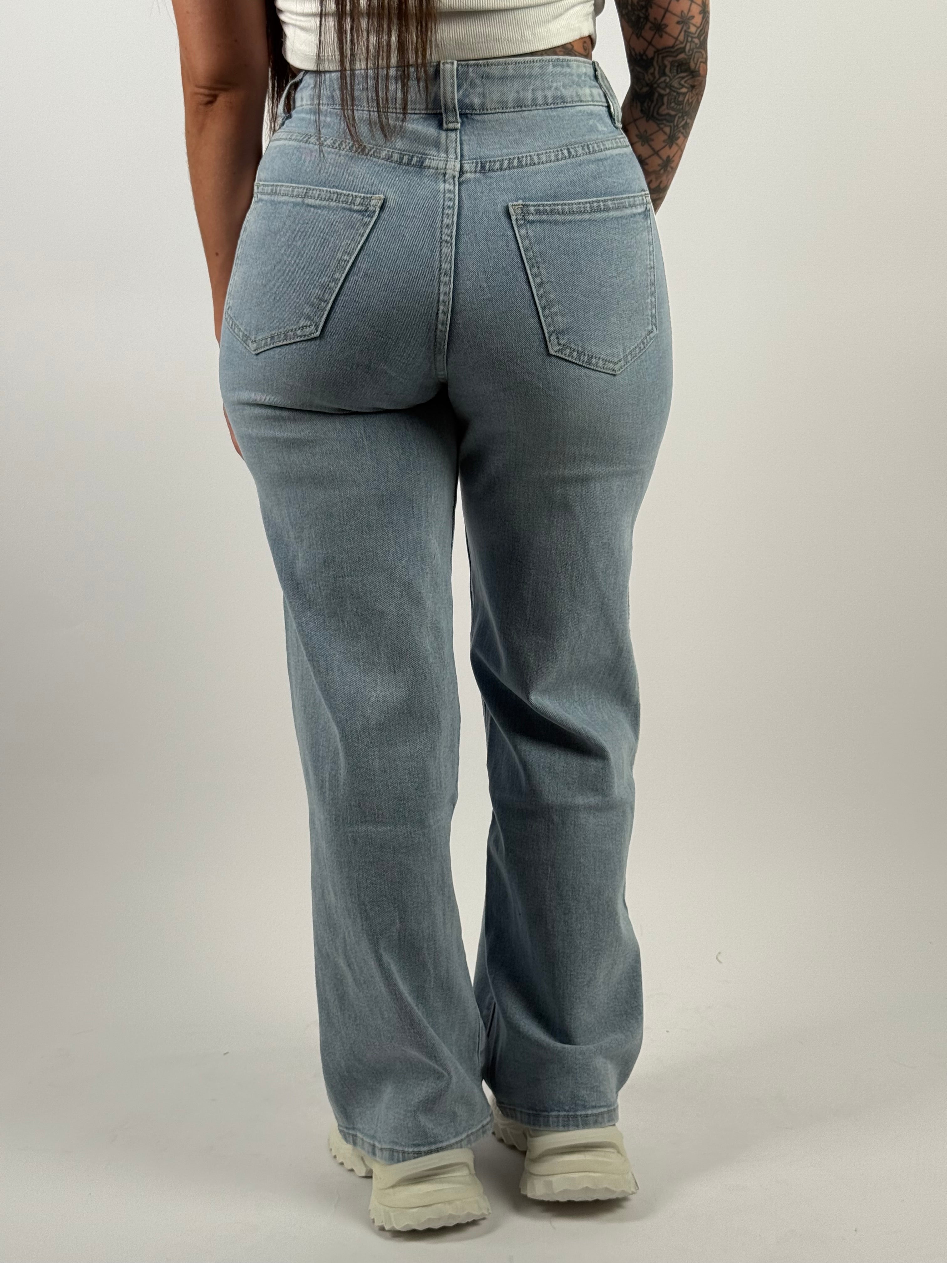 Jeans M 623-1 Streep Wide Leg Blauw