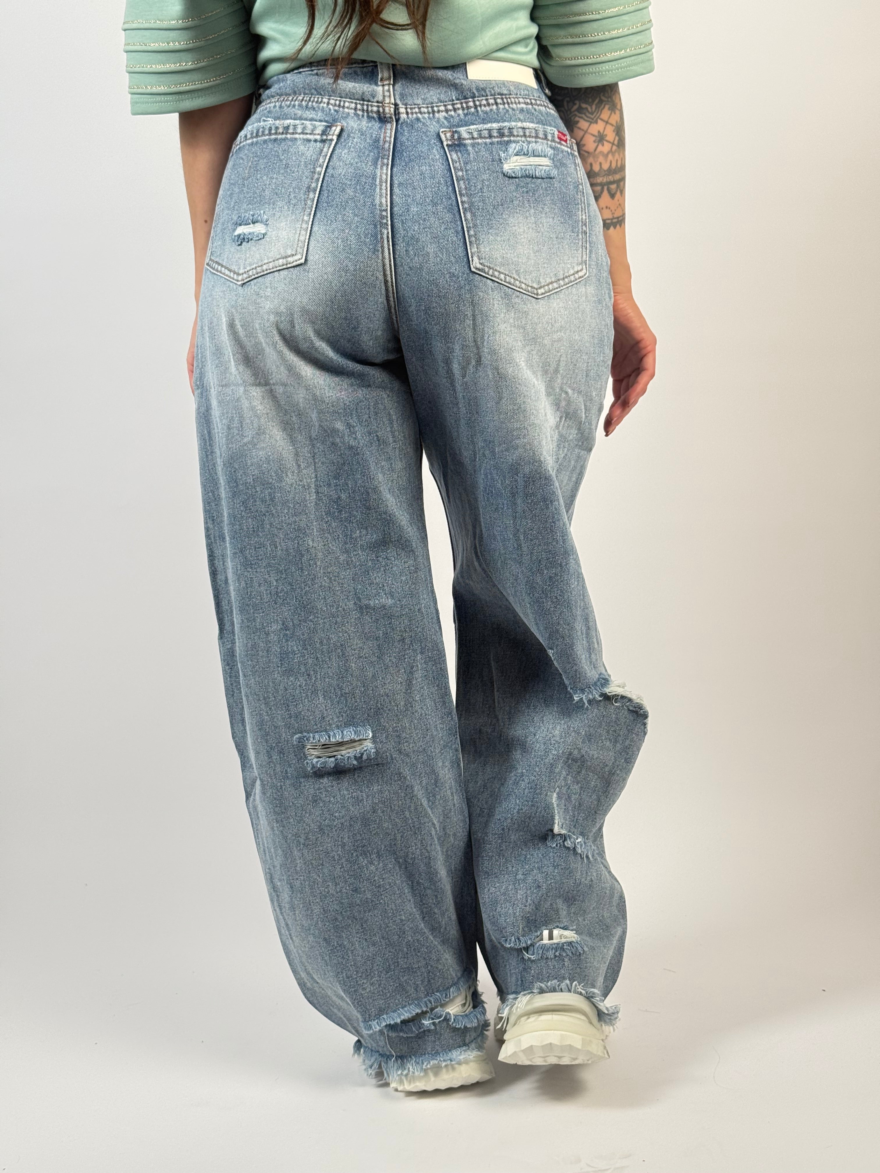 Jeans D 1221 Wide/Balloon Leg Blauw