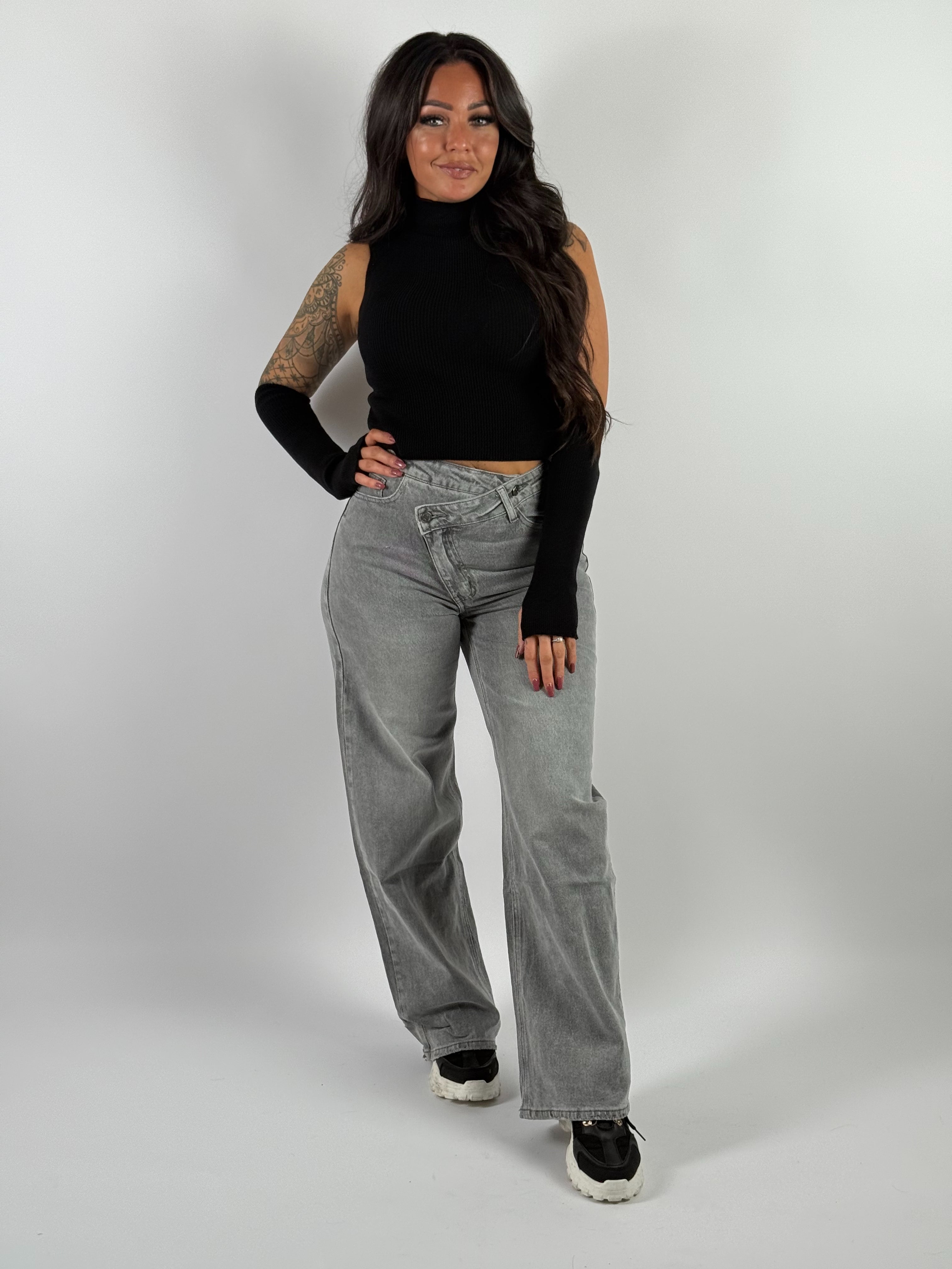 Jeans B 8208 Wide Leg Grijs