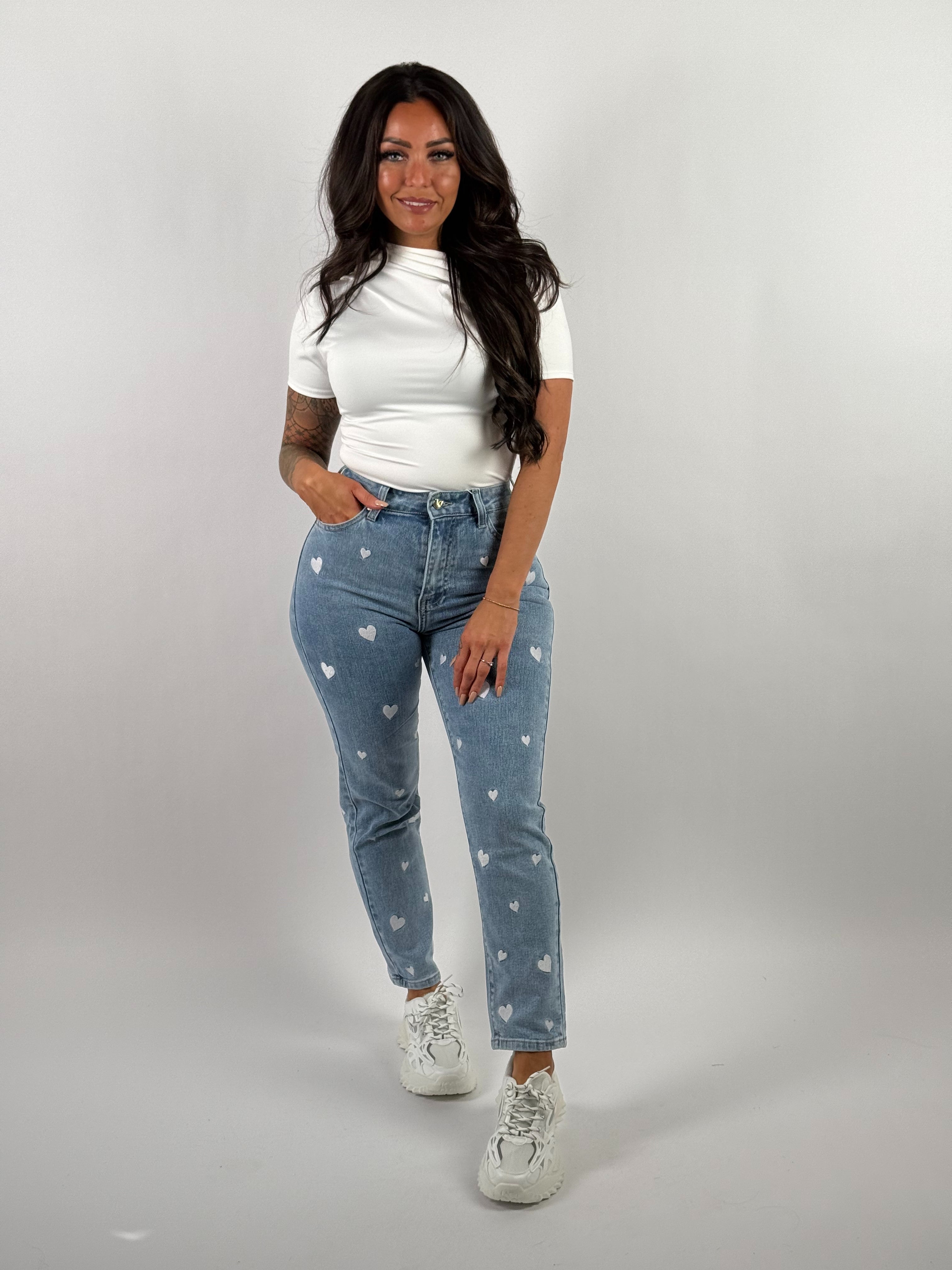 Jeans V 542 Mom Hartjes Blauw