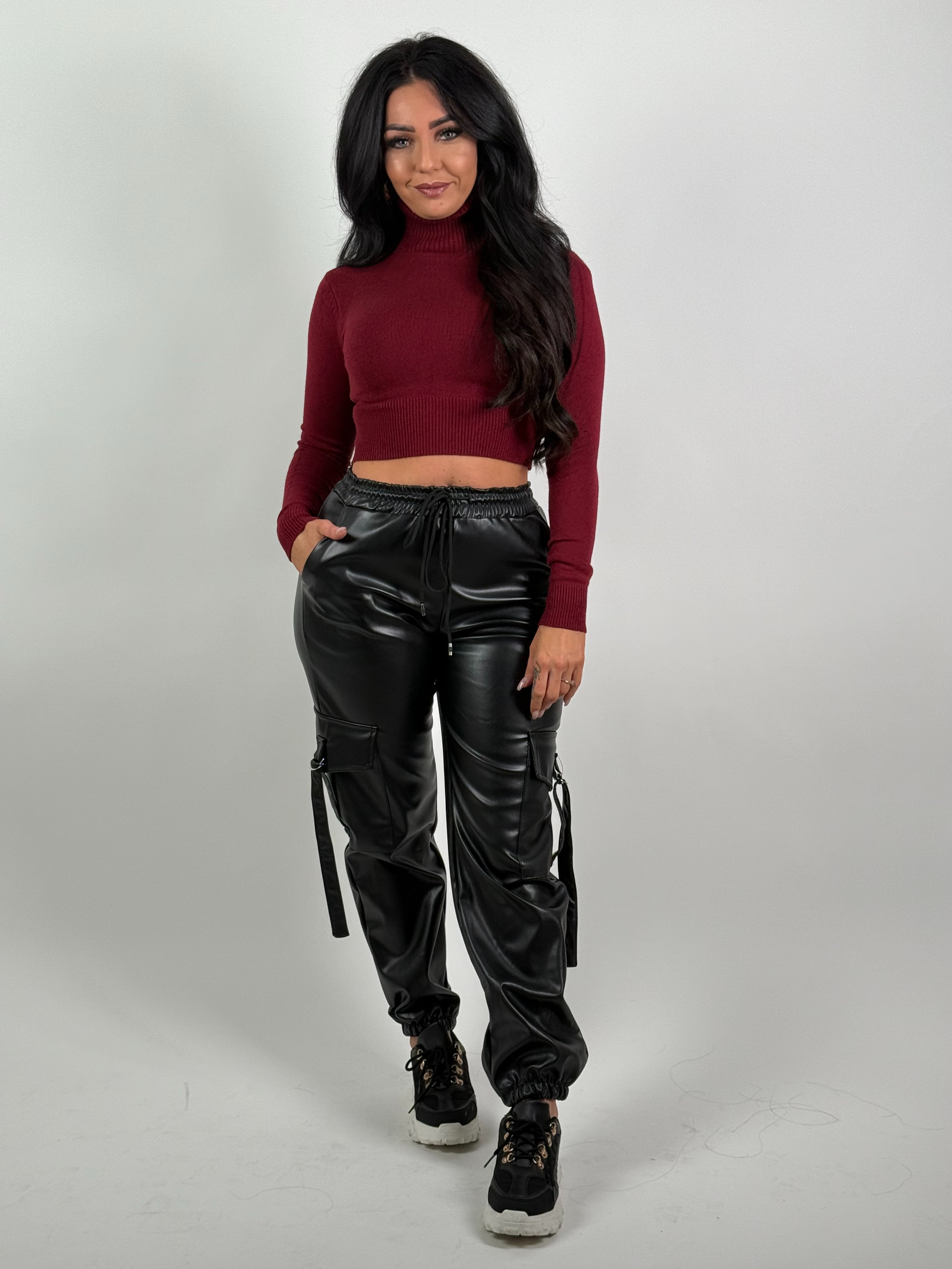 Broek Leer Cargo Zwart