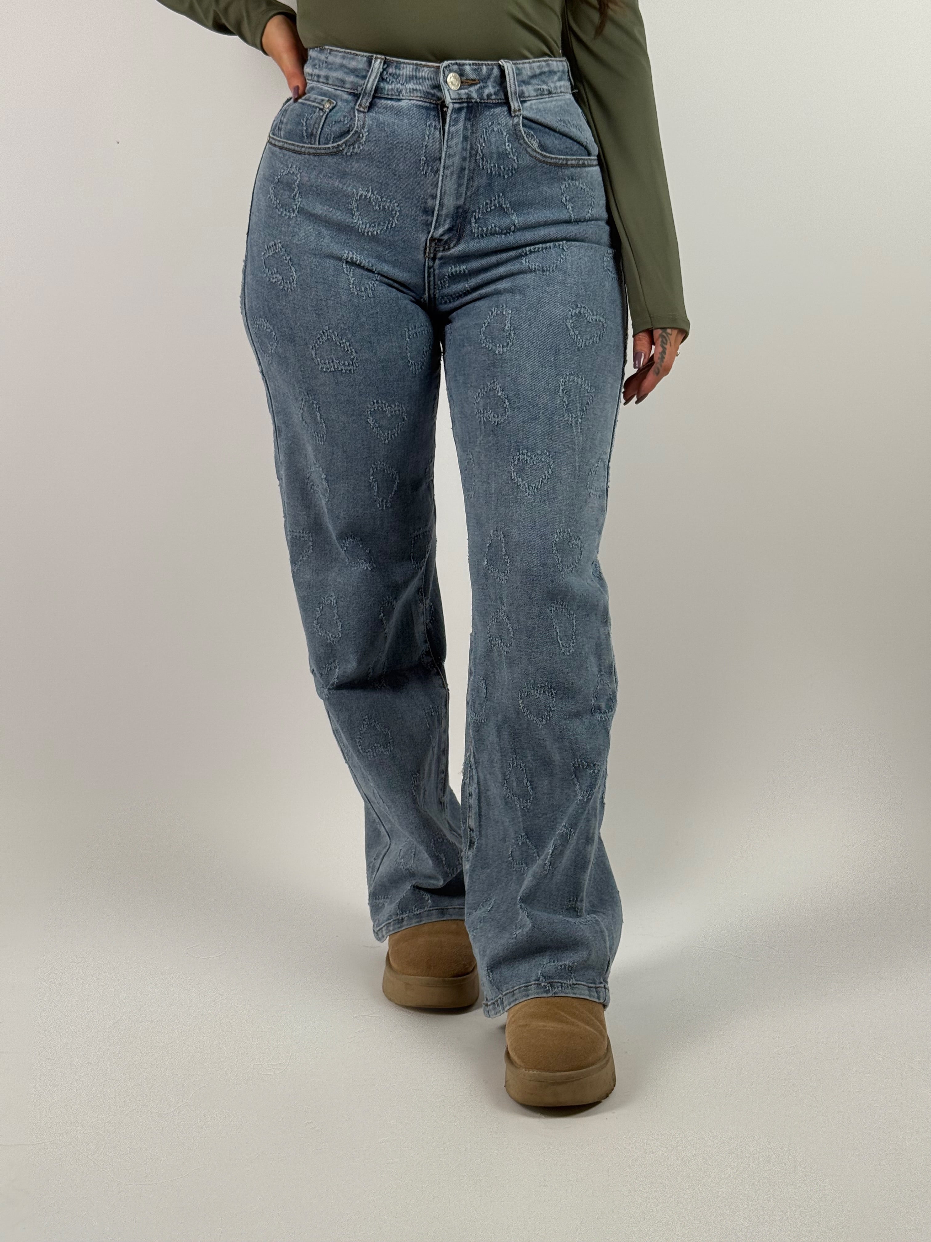 Jeans Y 5268 Hartjes Wide Leg Blauw