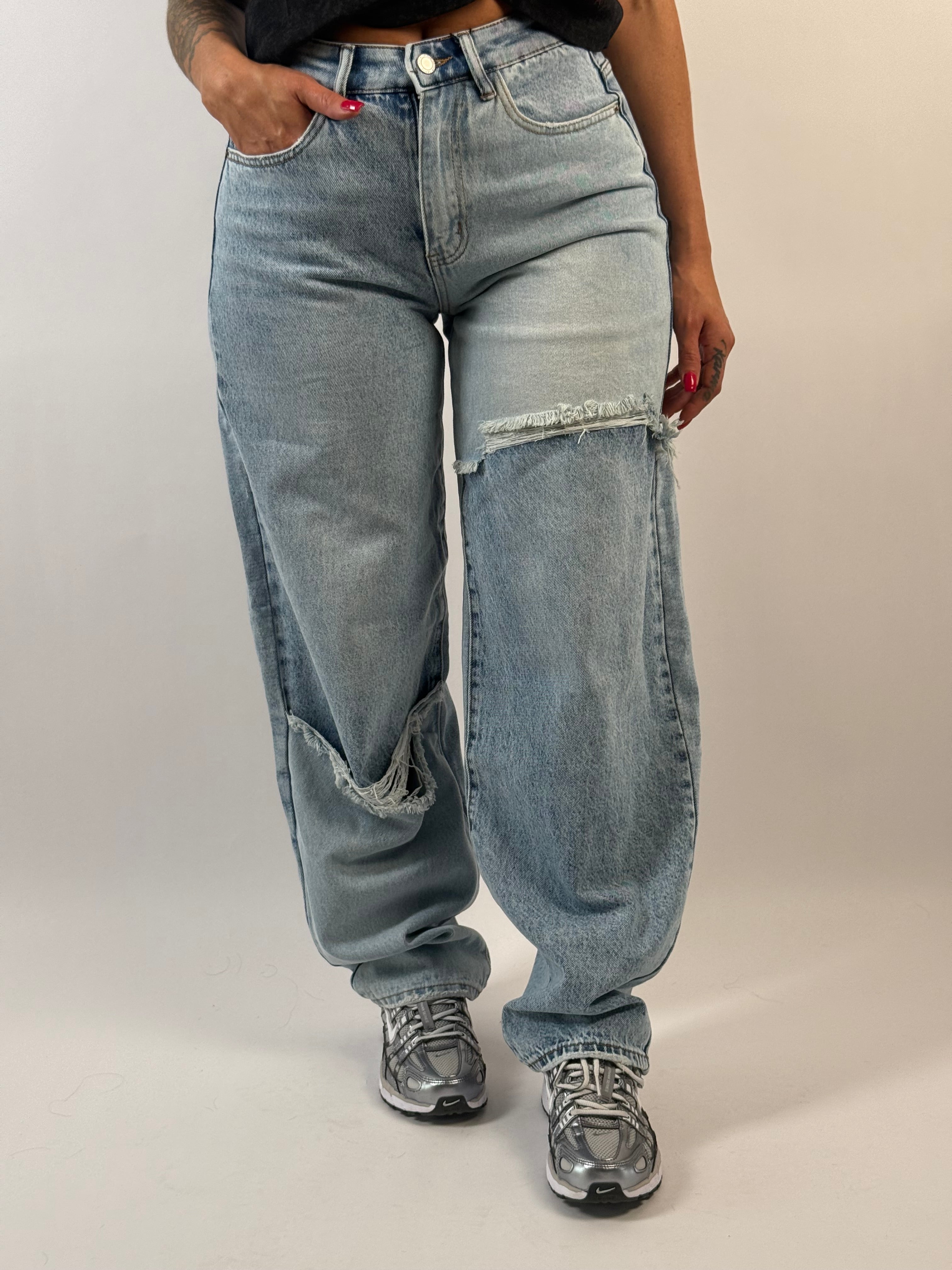 Jeans L 6102-1 Wide/Balloon Leg Blauw
