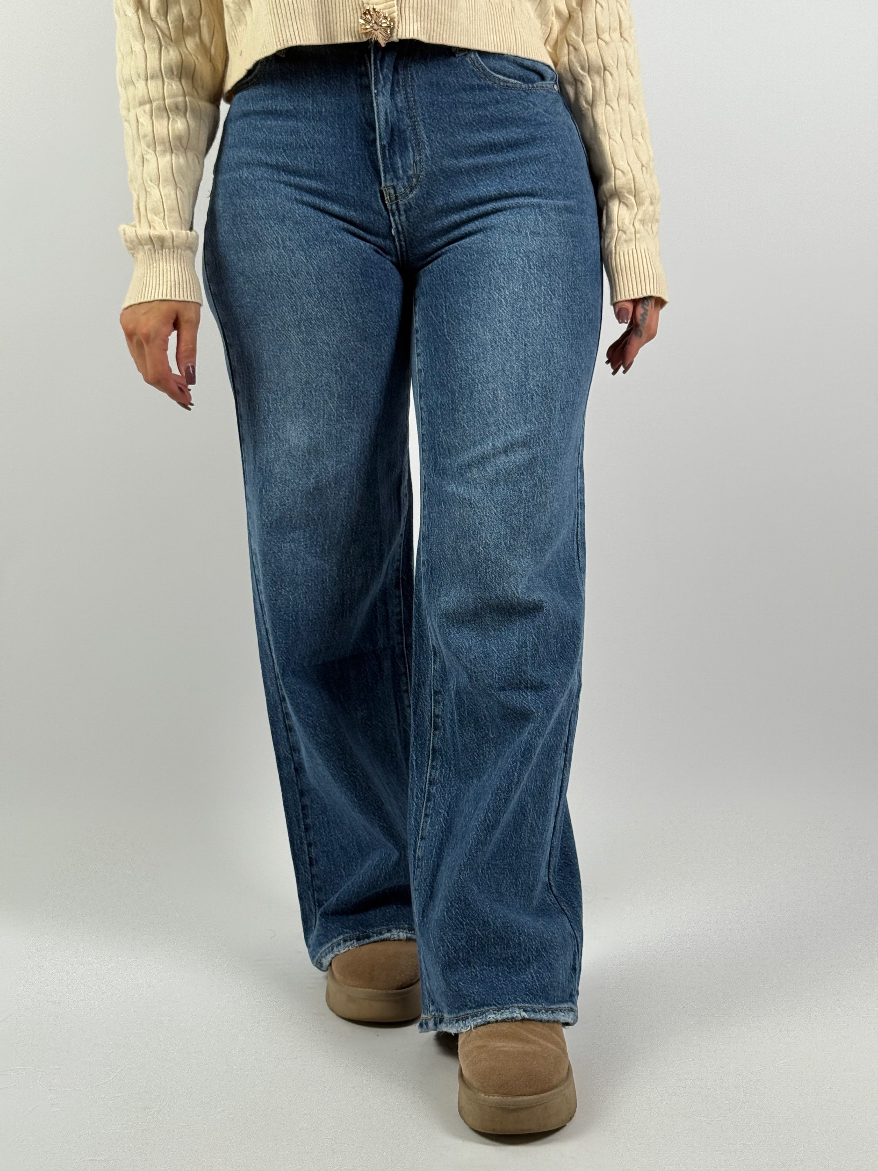 Jeans F 2102 Wide Leg Blauw