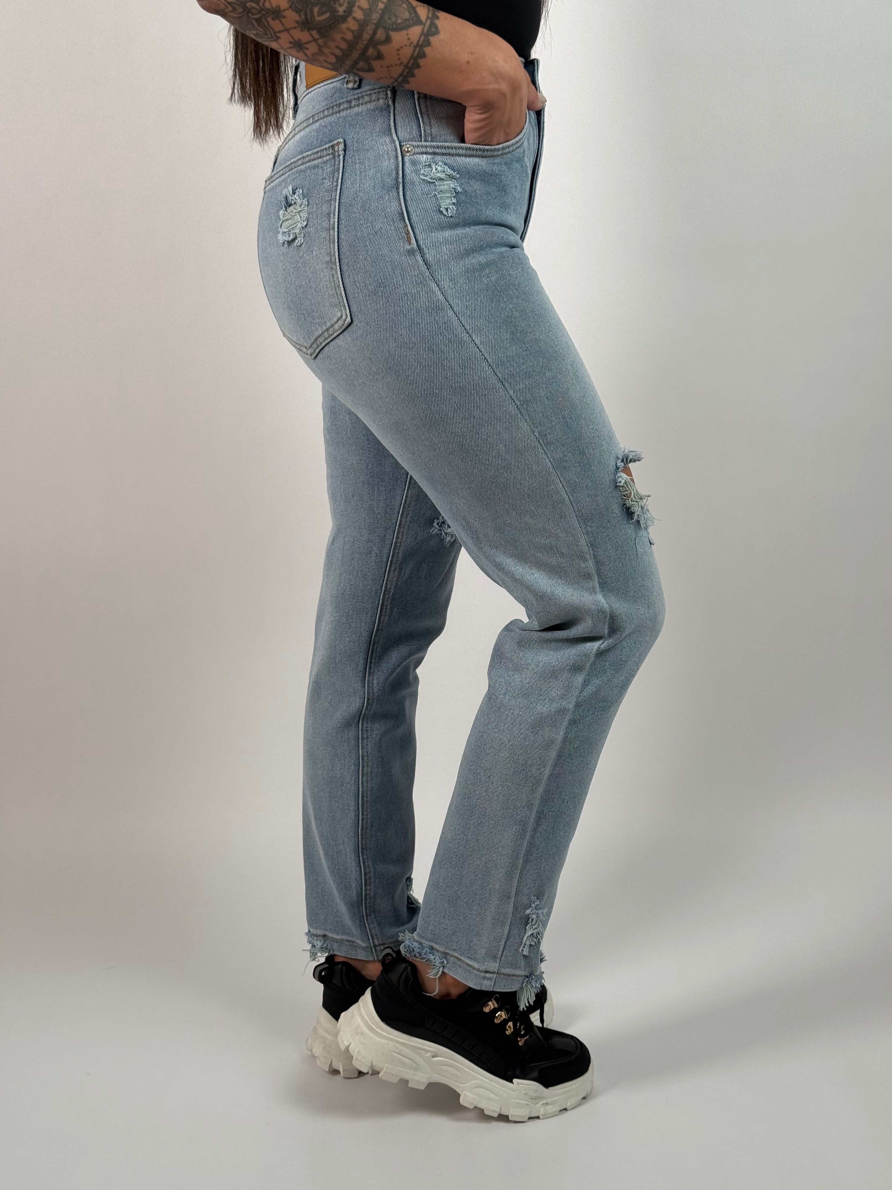 Jeans K 712 Mom Blauw