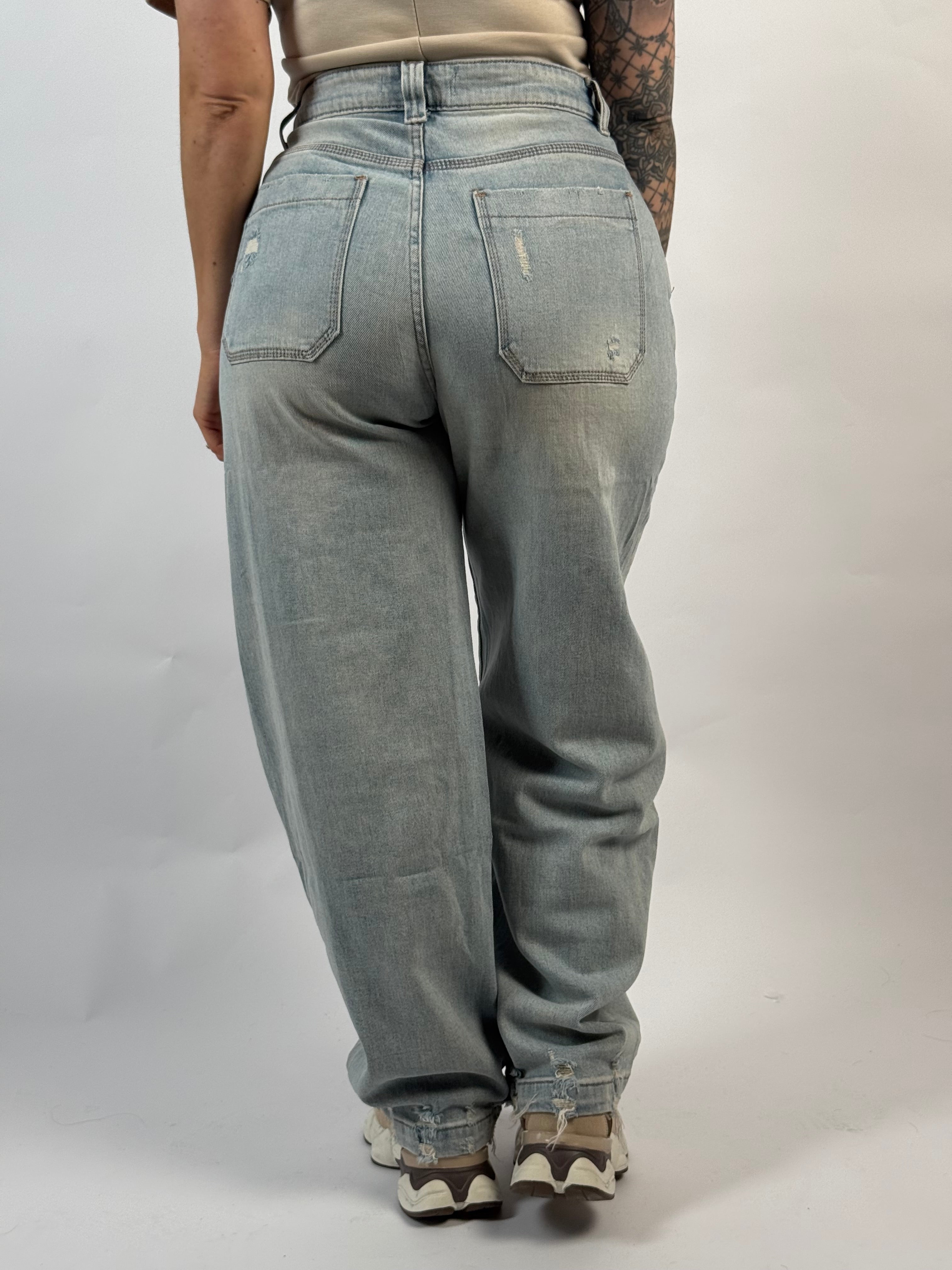 Jeans H 8655 Wide/Balloon Leg Blauw.