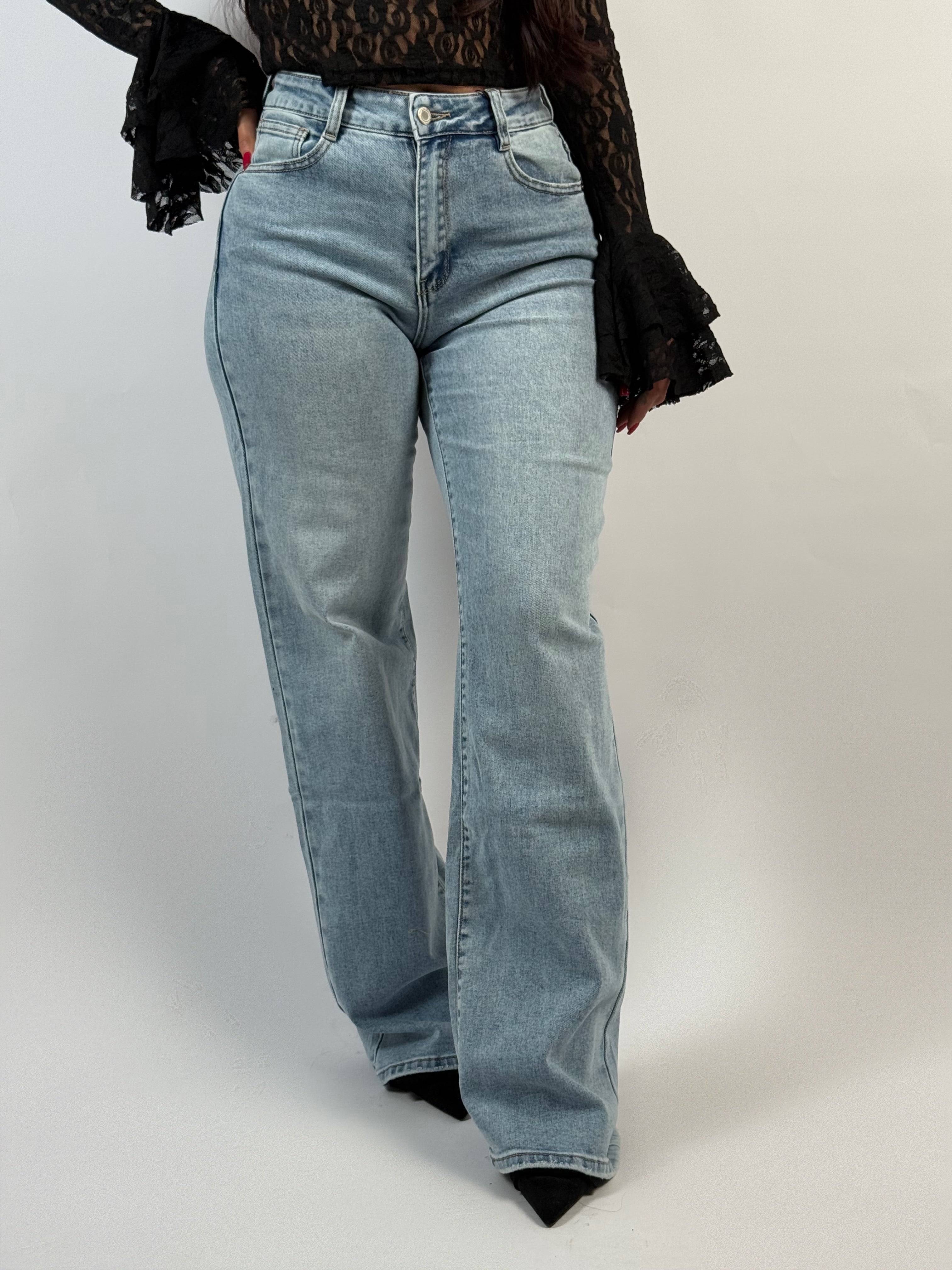 Jeans L 6416-1 Long Wide Leg Blauw