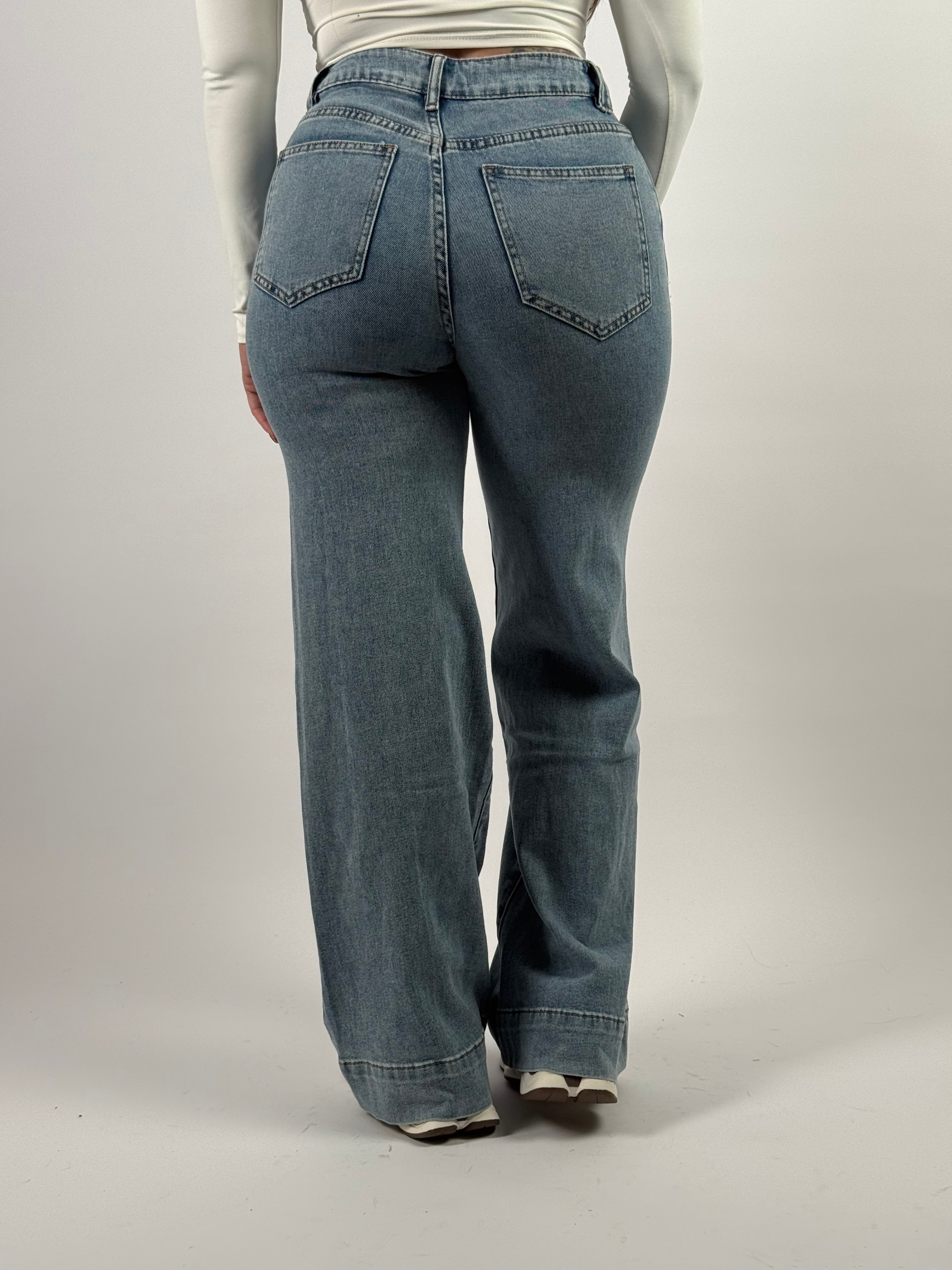 Jeans L 6359-1 Wide Leg Blauw