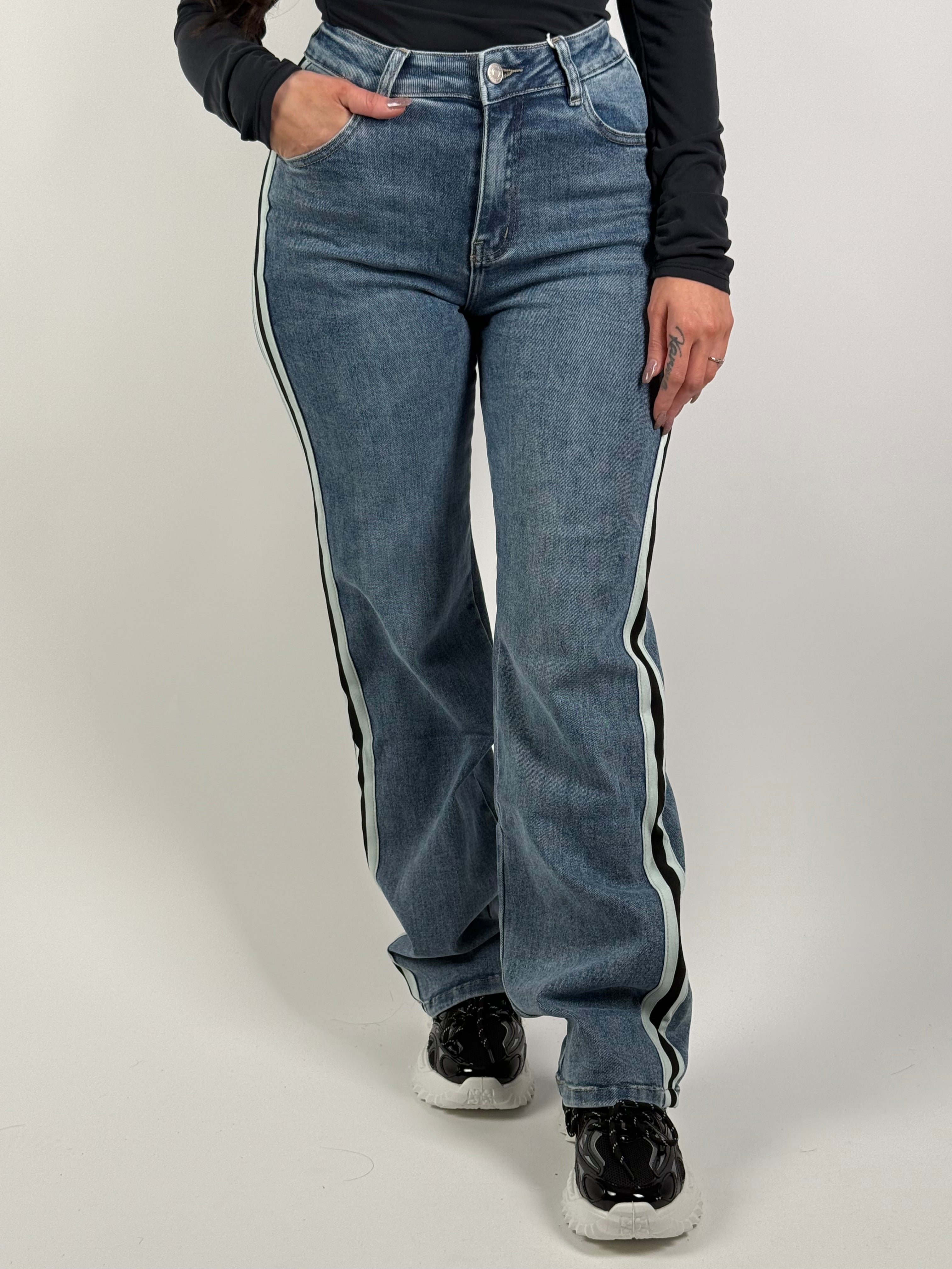 Jeans H 856-2 Streep Wide Leg Blauw