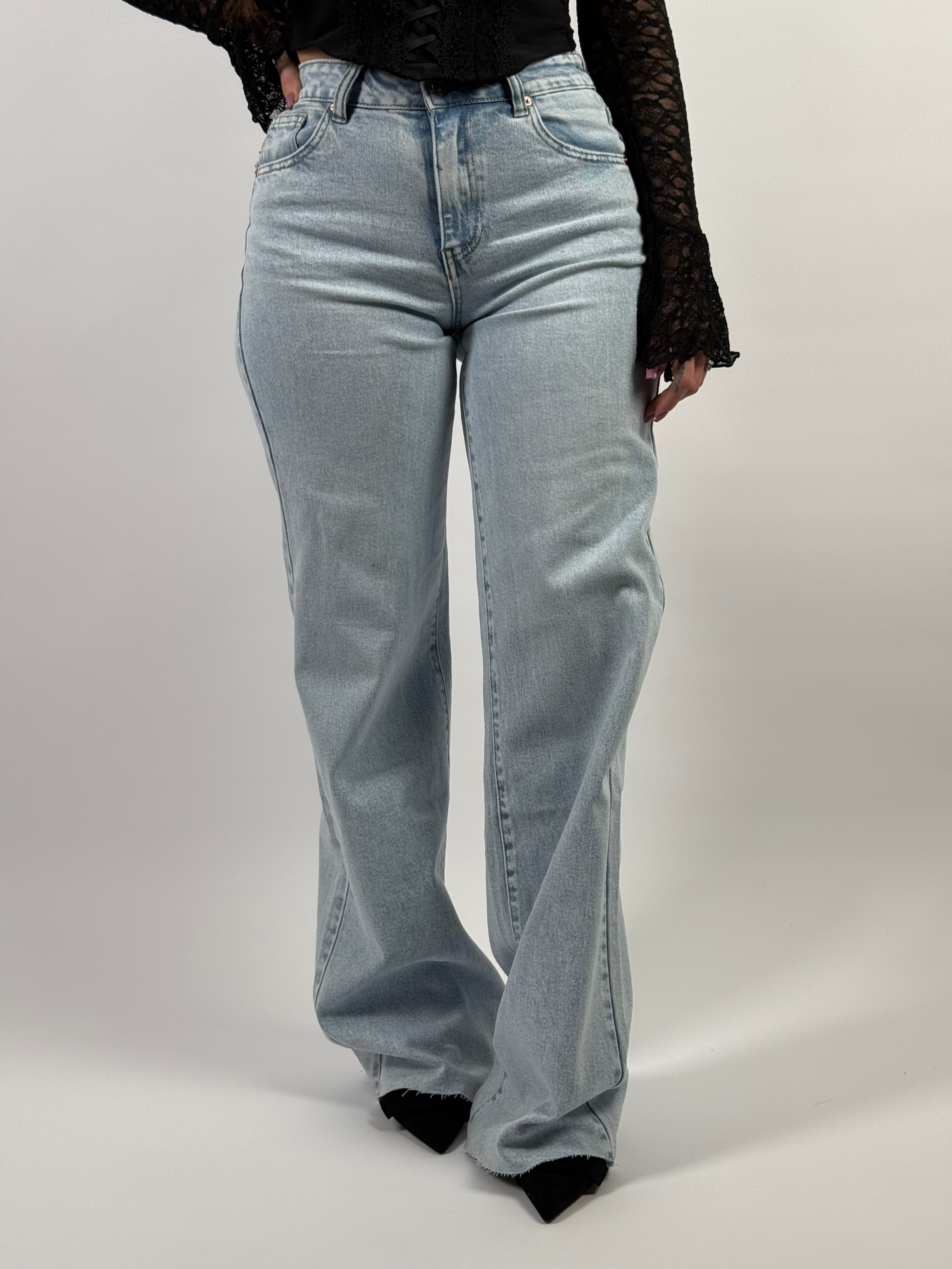 Jeans R 7392 Long Wide Leg Blauw