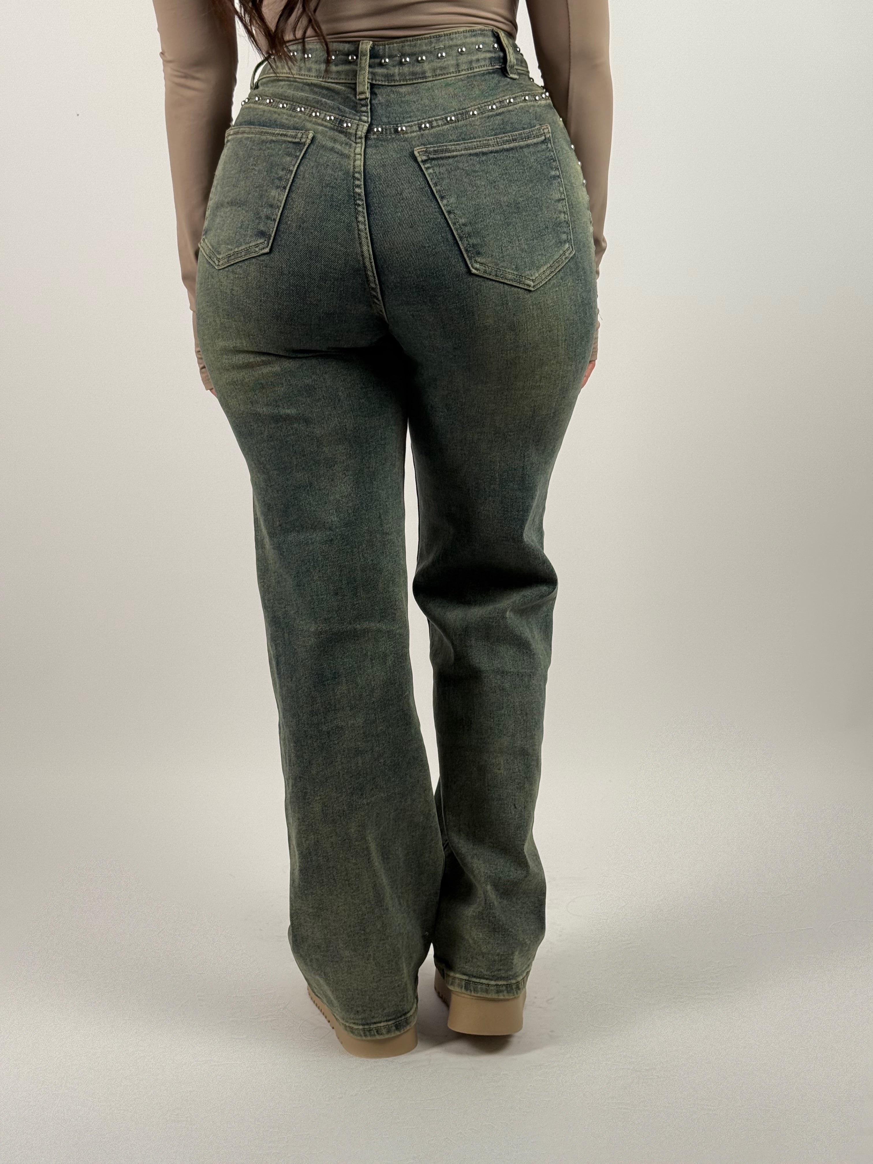 Jeans H 1516 Stud Wide Leg Blauw