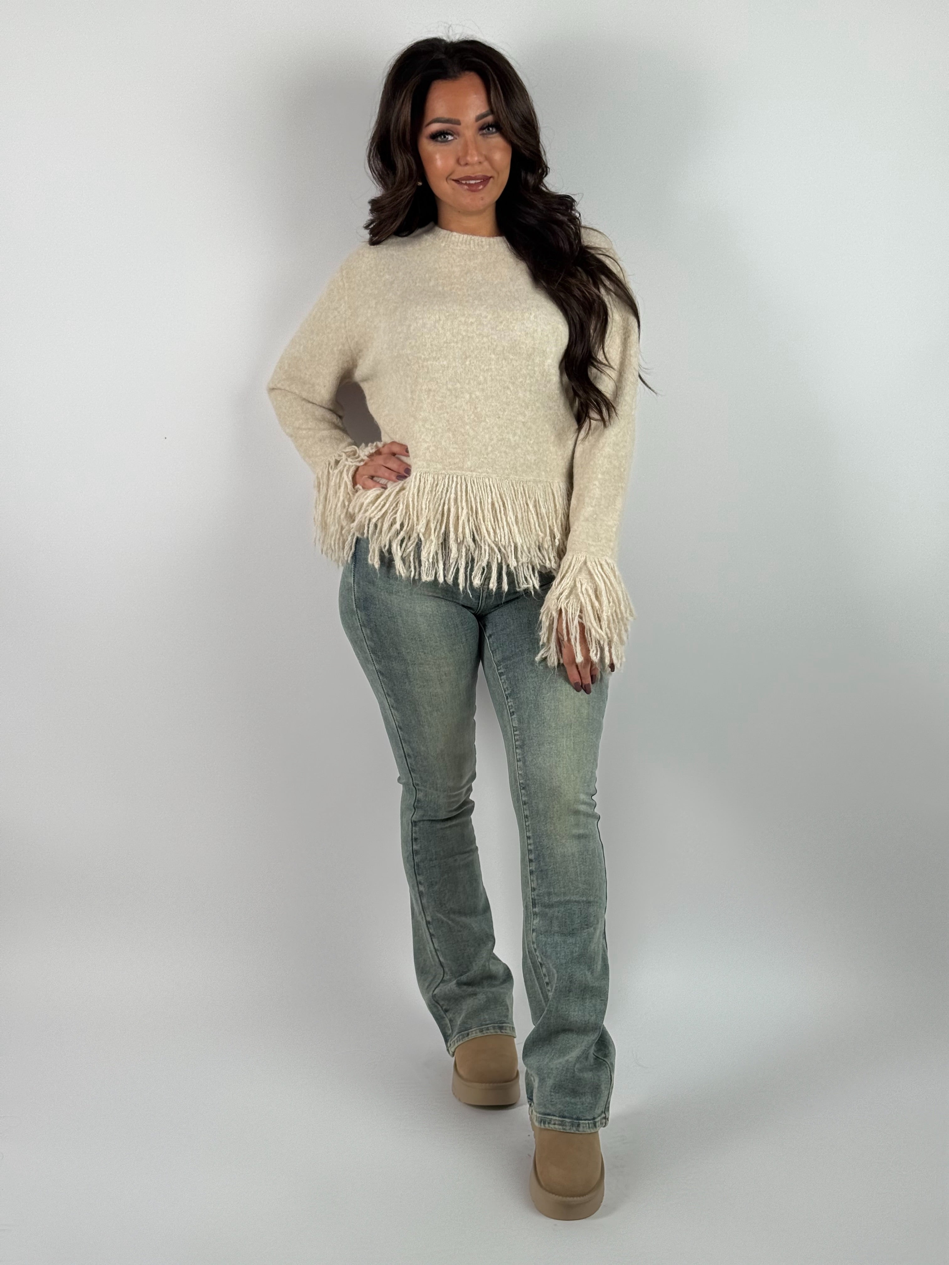 Trui 873 Fringe Beige
