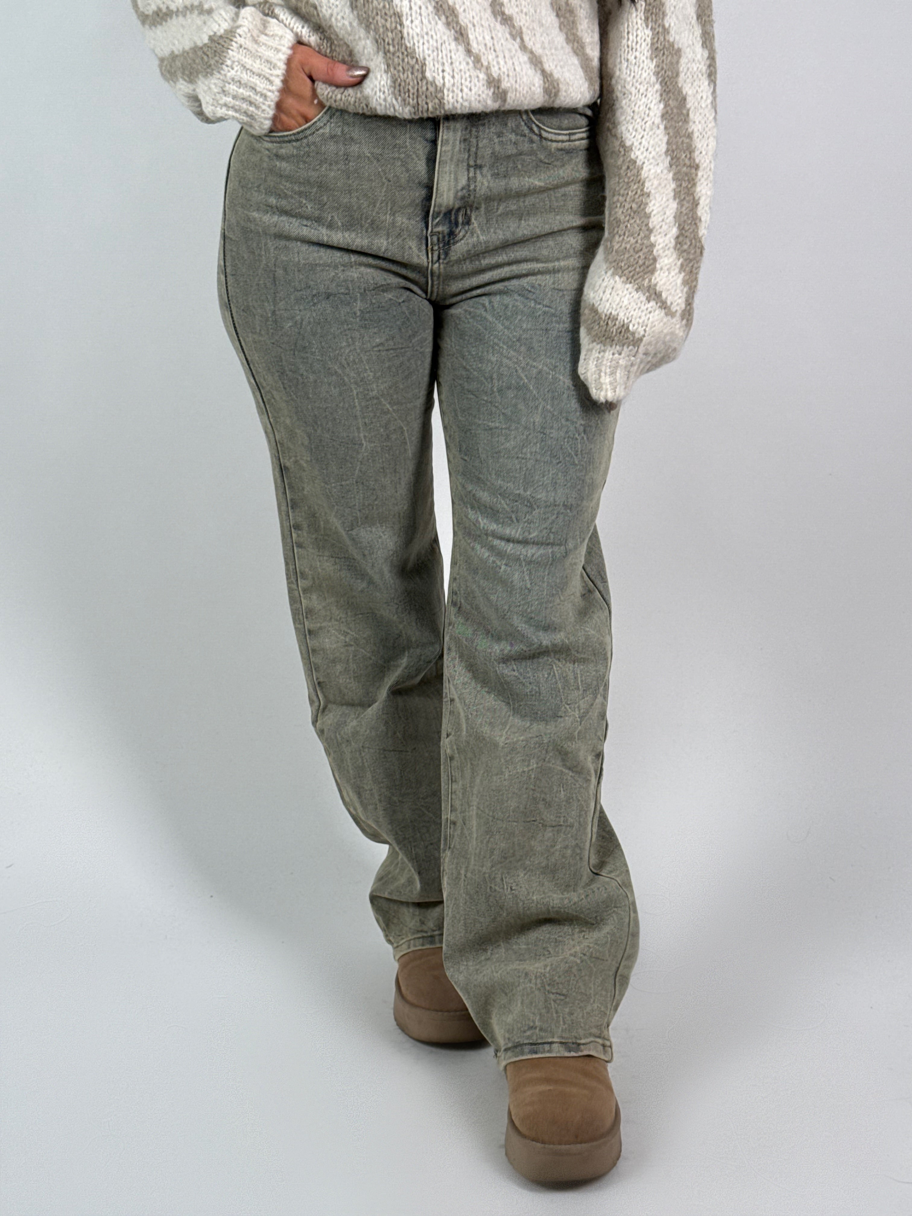 Jeans V 8314 Wide Leg Blauw/Beige