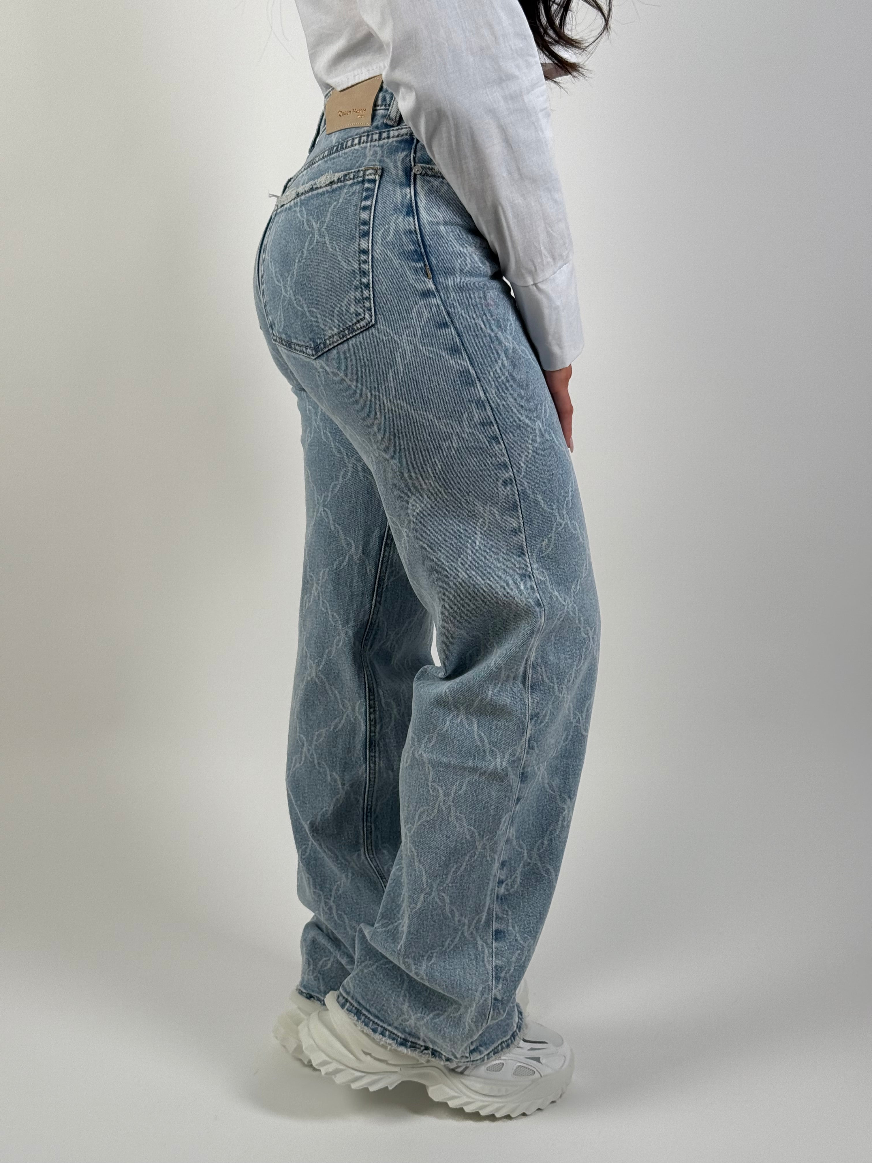 Jeans Q 3669 Print Wide Leg Blauw