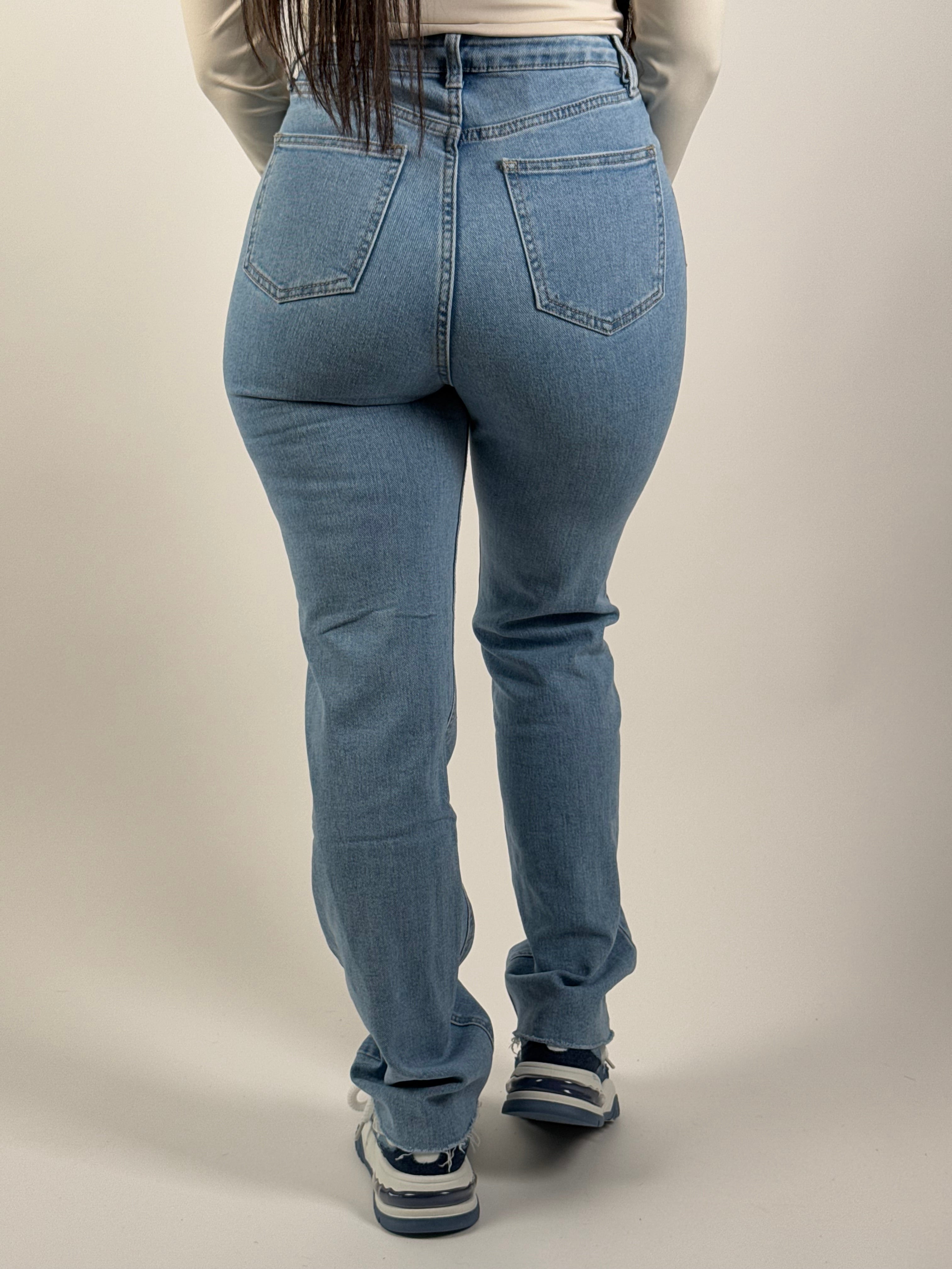 Jeans R 3055 Stud Straight Blauw