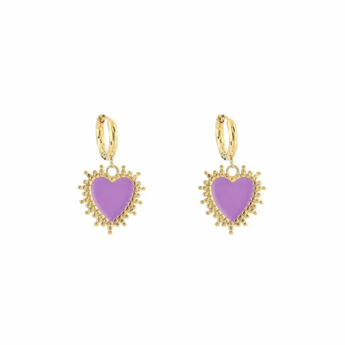 Oorbel 15586 Hart Goud/Lila