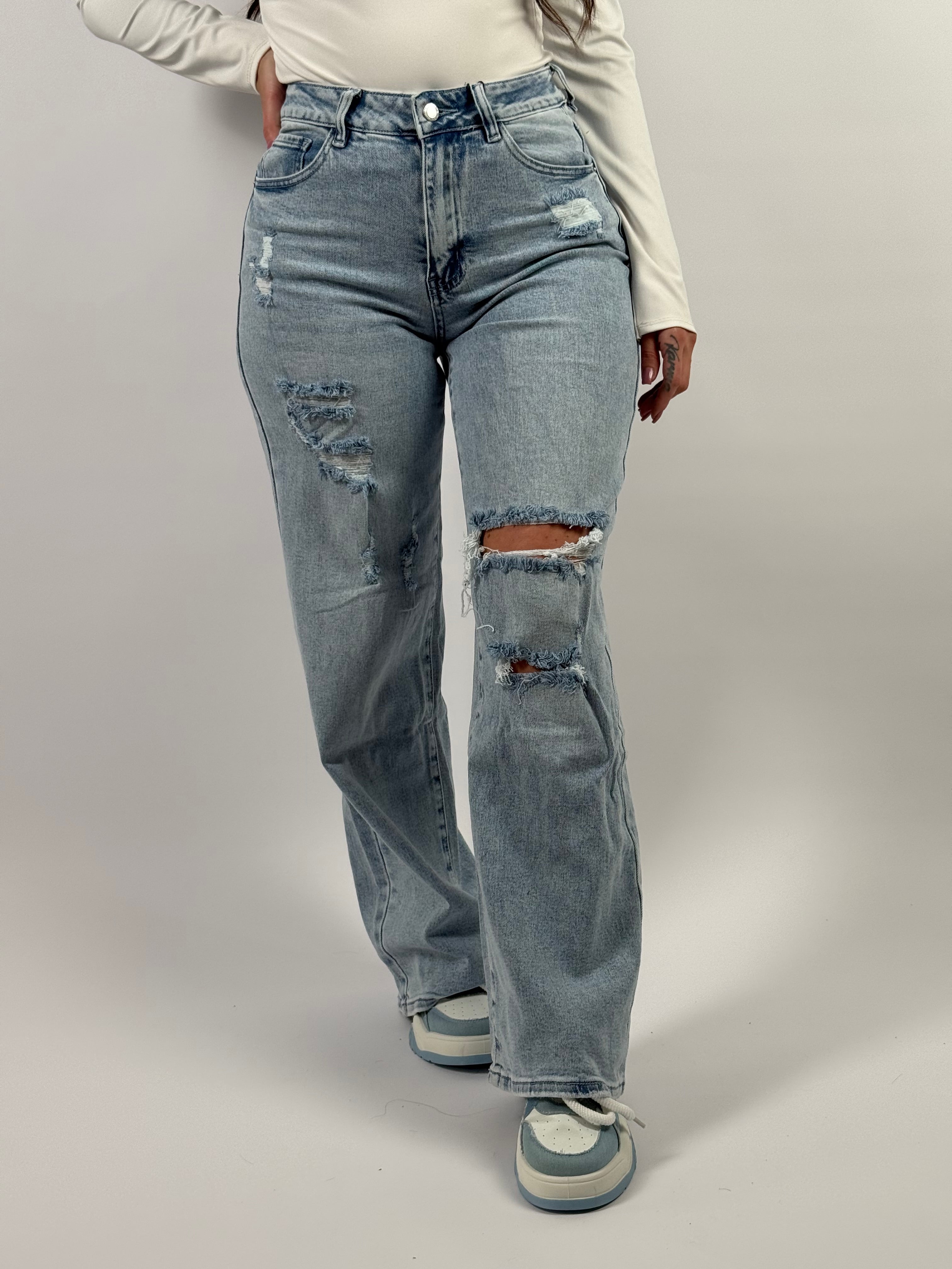 Jeans L 6059-4 Wide Leg Blauw