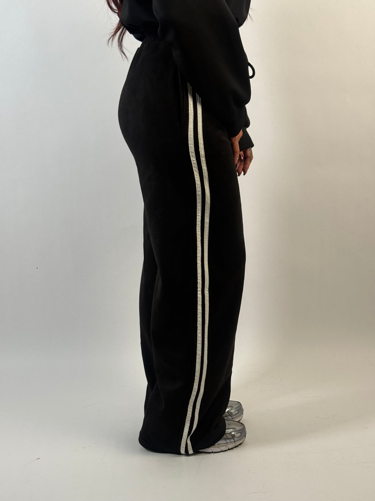 Broek Suède Look Sporty Zwart