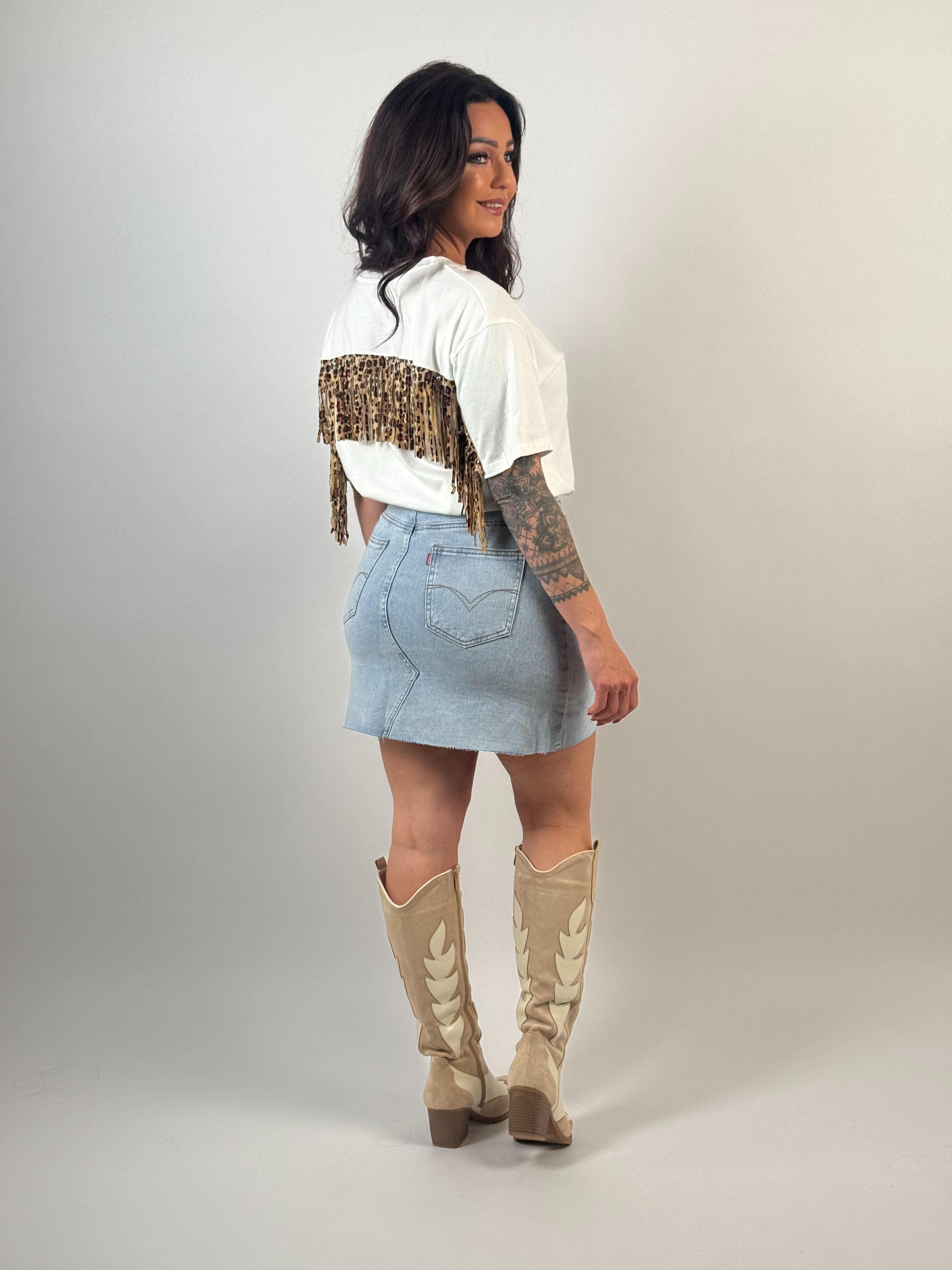 Shirt Fringe Leo Wit