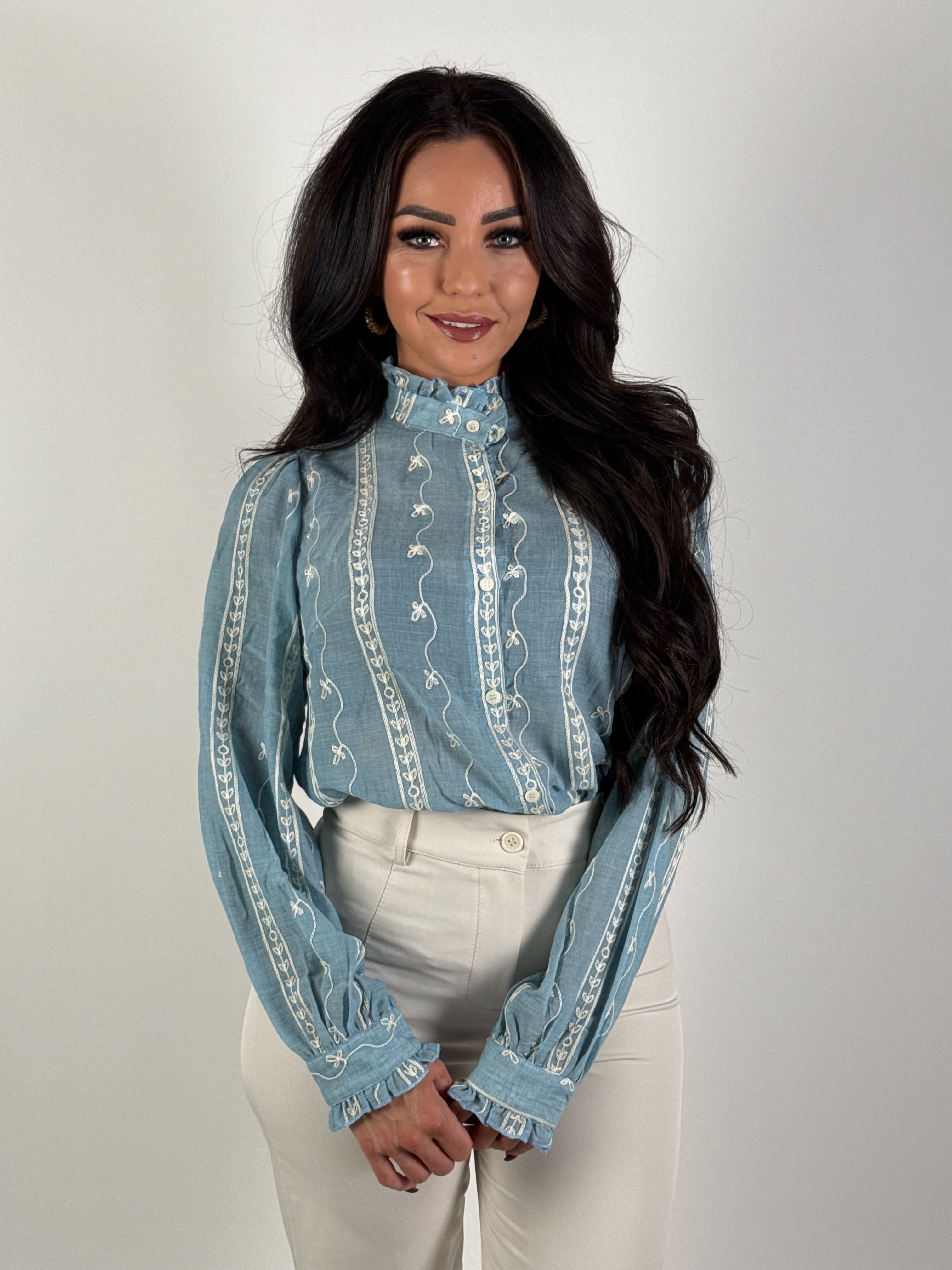 Blouse Broderie 826 Blauw