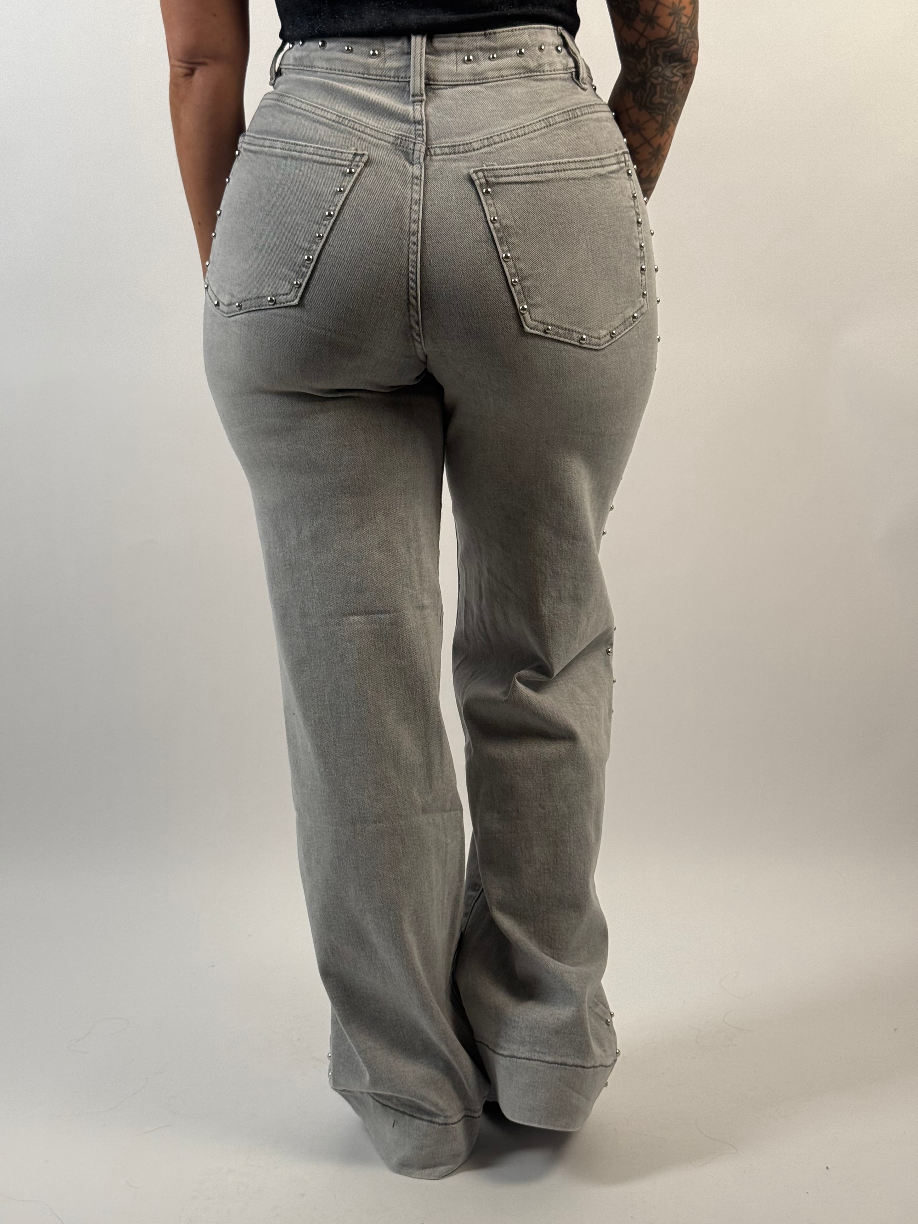 Jeans L 3329-6 Stud Wide Grijs
