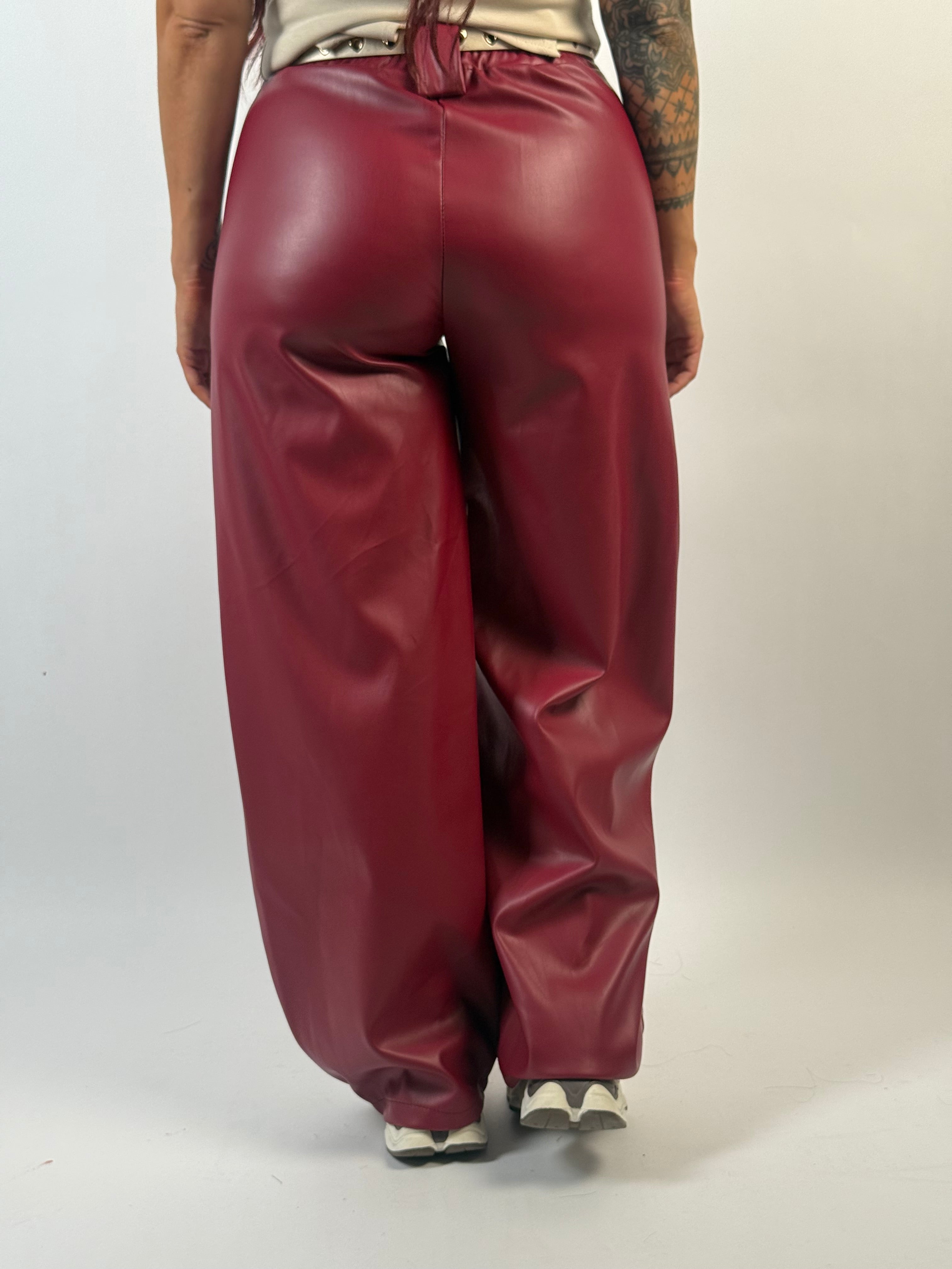 Broek Leer Look Bella Rood