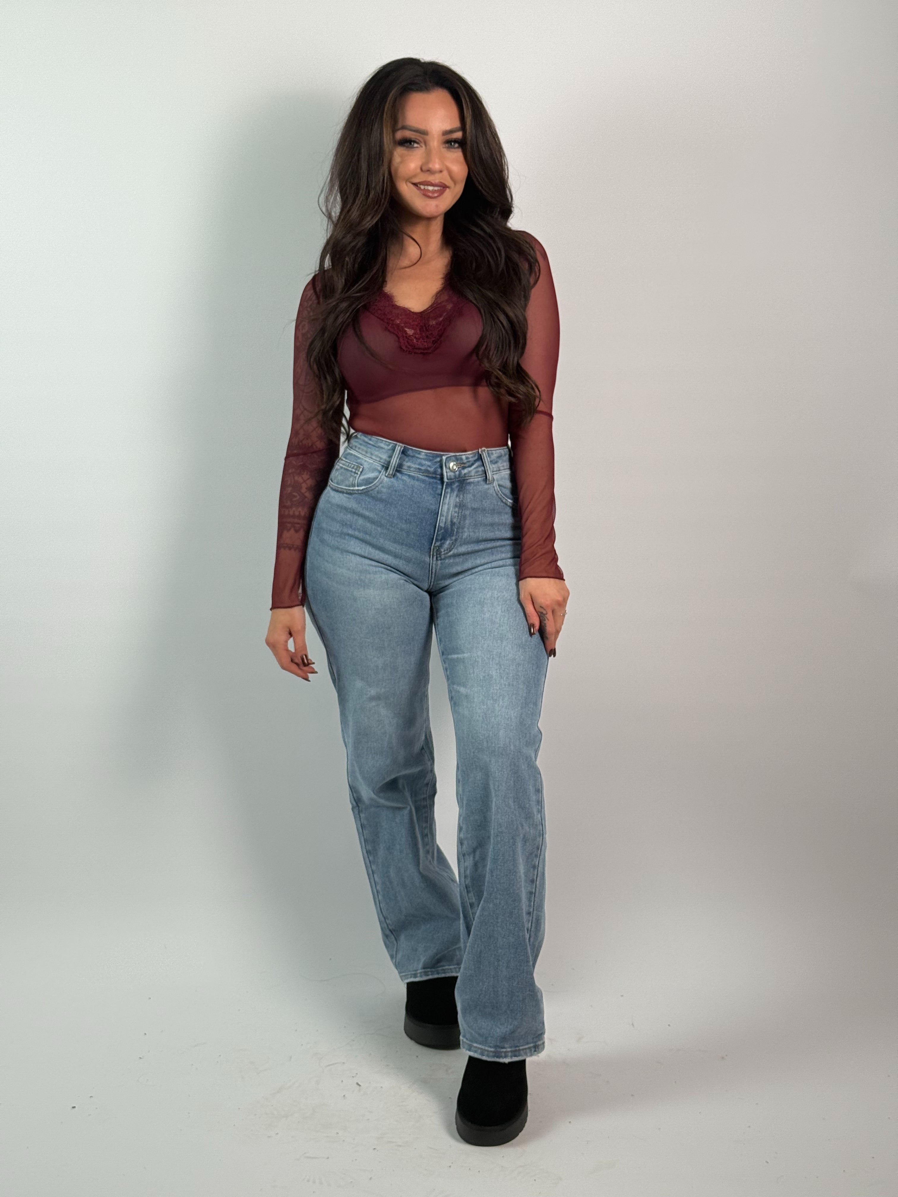 Body Mesh Lace Bordeaux