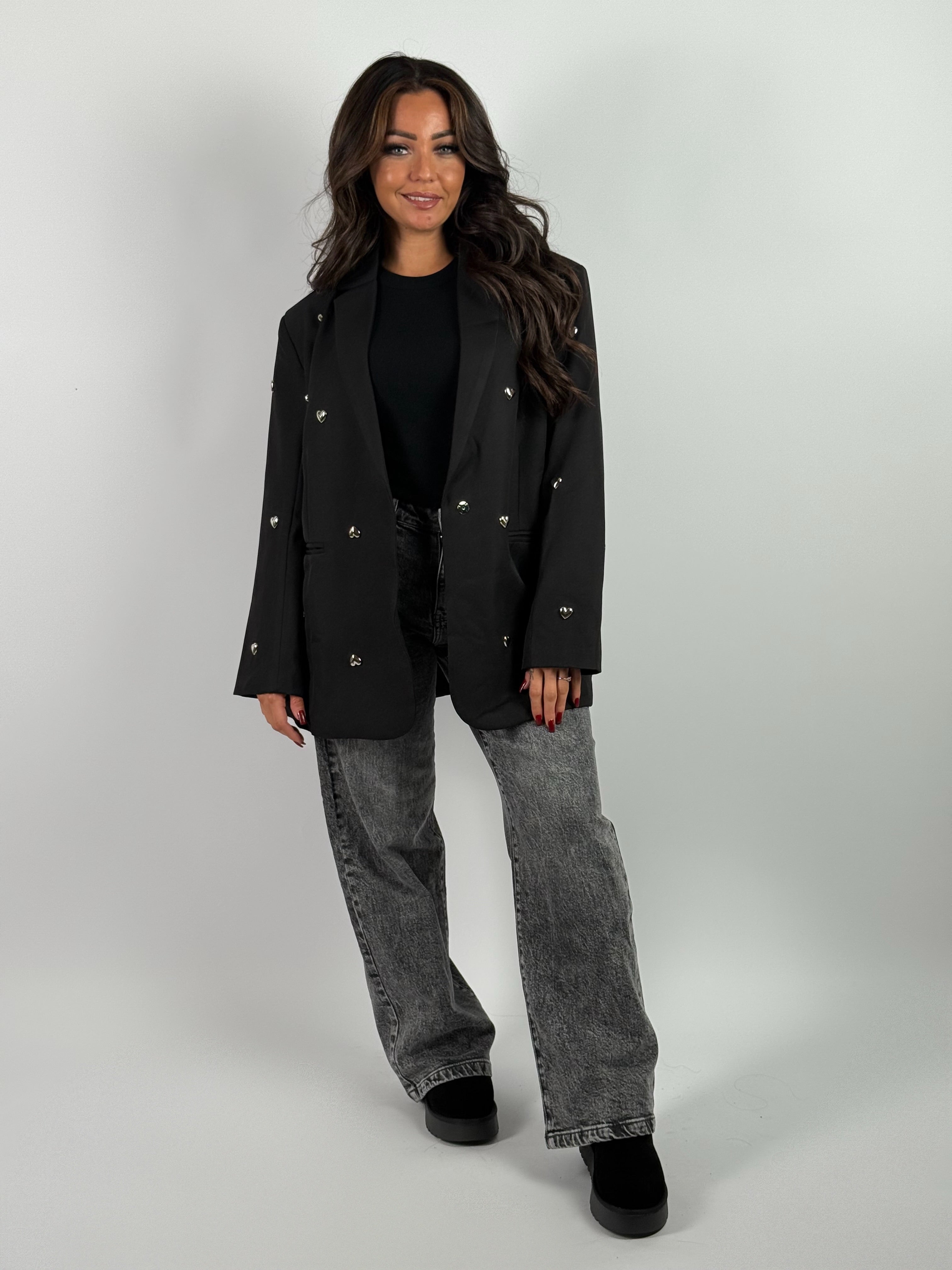 Blazer Stud Hartjes Zwart