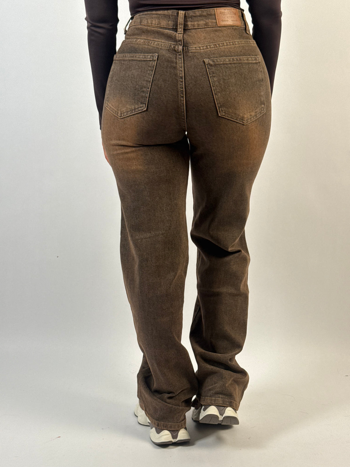 Jeans B 7586 Wash Wide Bruin