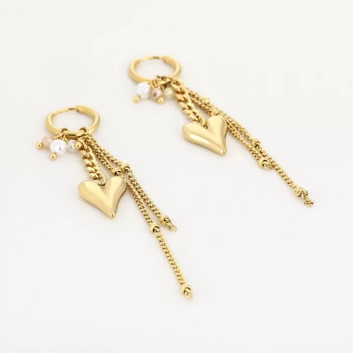 Oorbel 17323 Goud/Beige