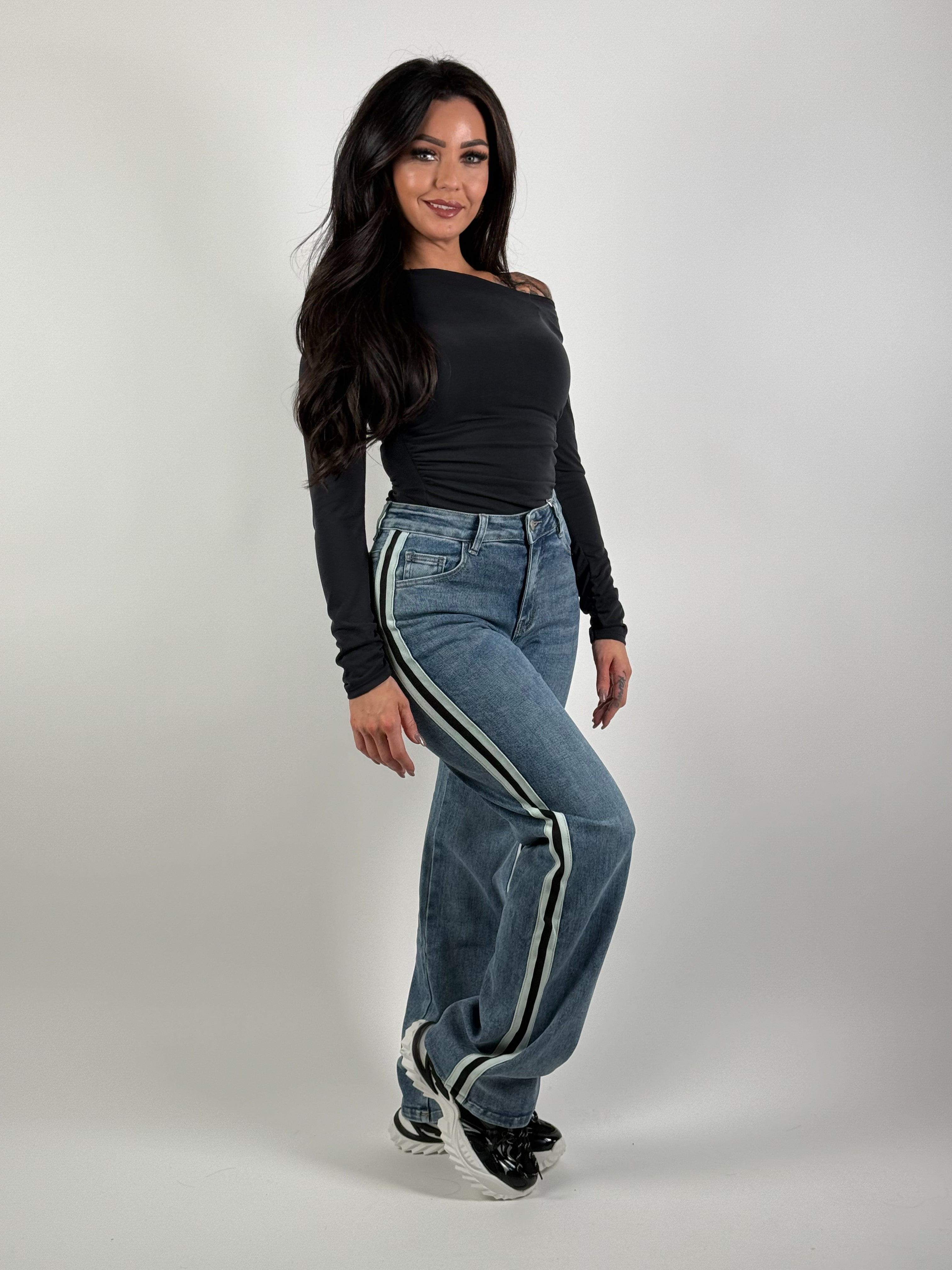 Jeans H 856-2 Streep Wide Leg Blauw
