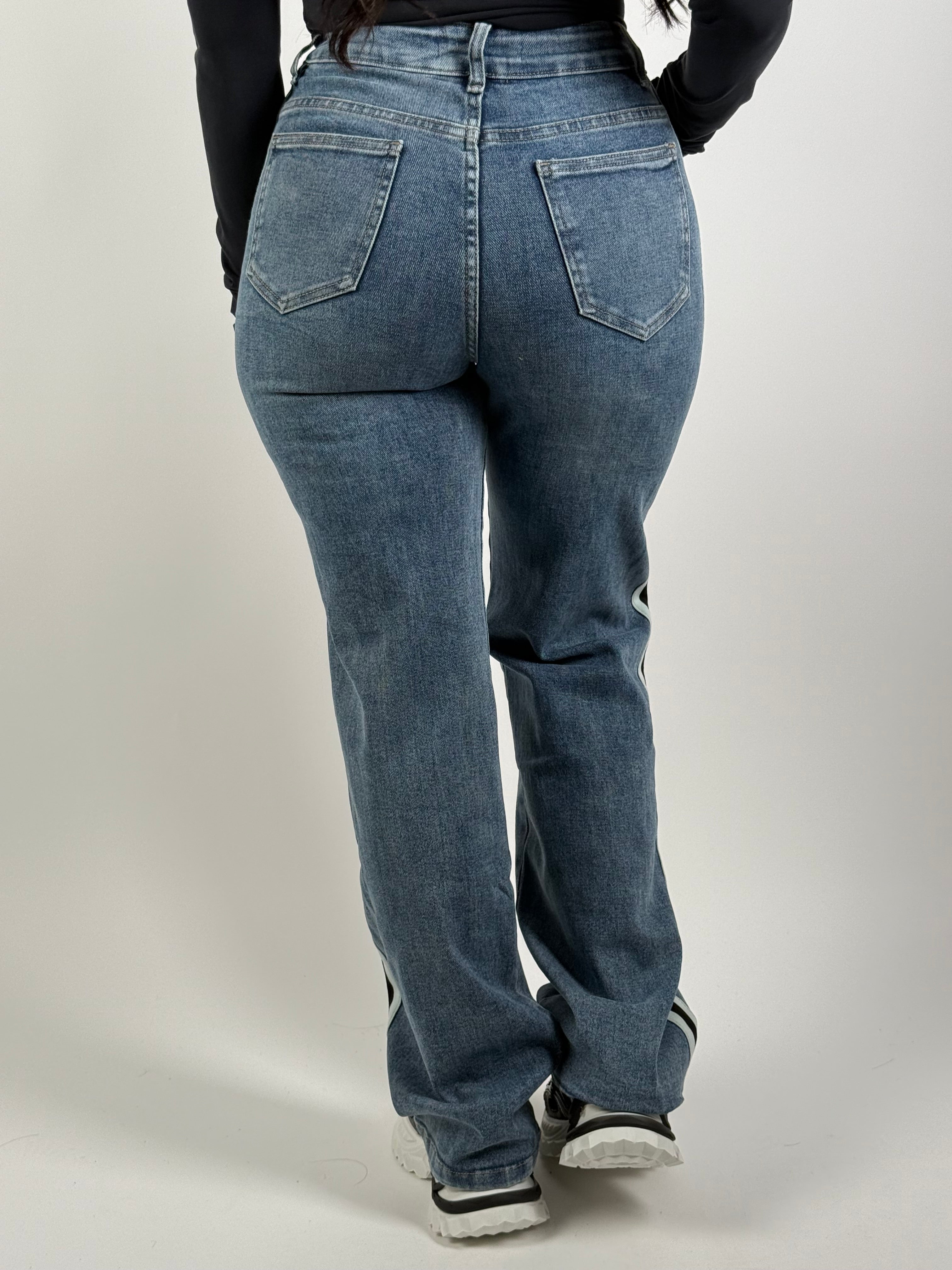 Jeans H 856-2 Streep Wide Leg Blauw