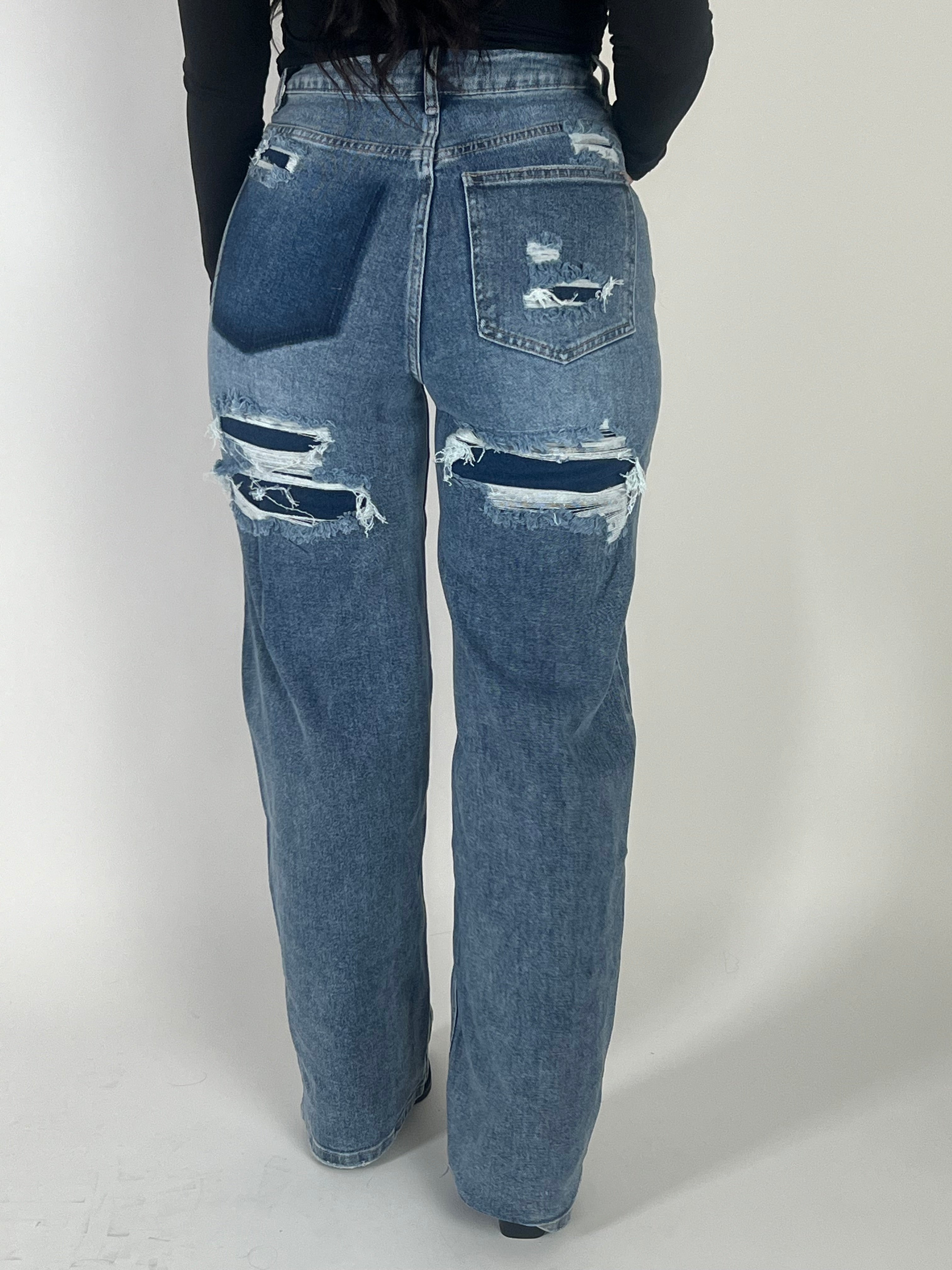 Jeans L 377-1 Wide Leg Blauw