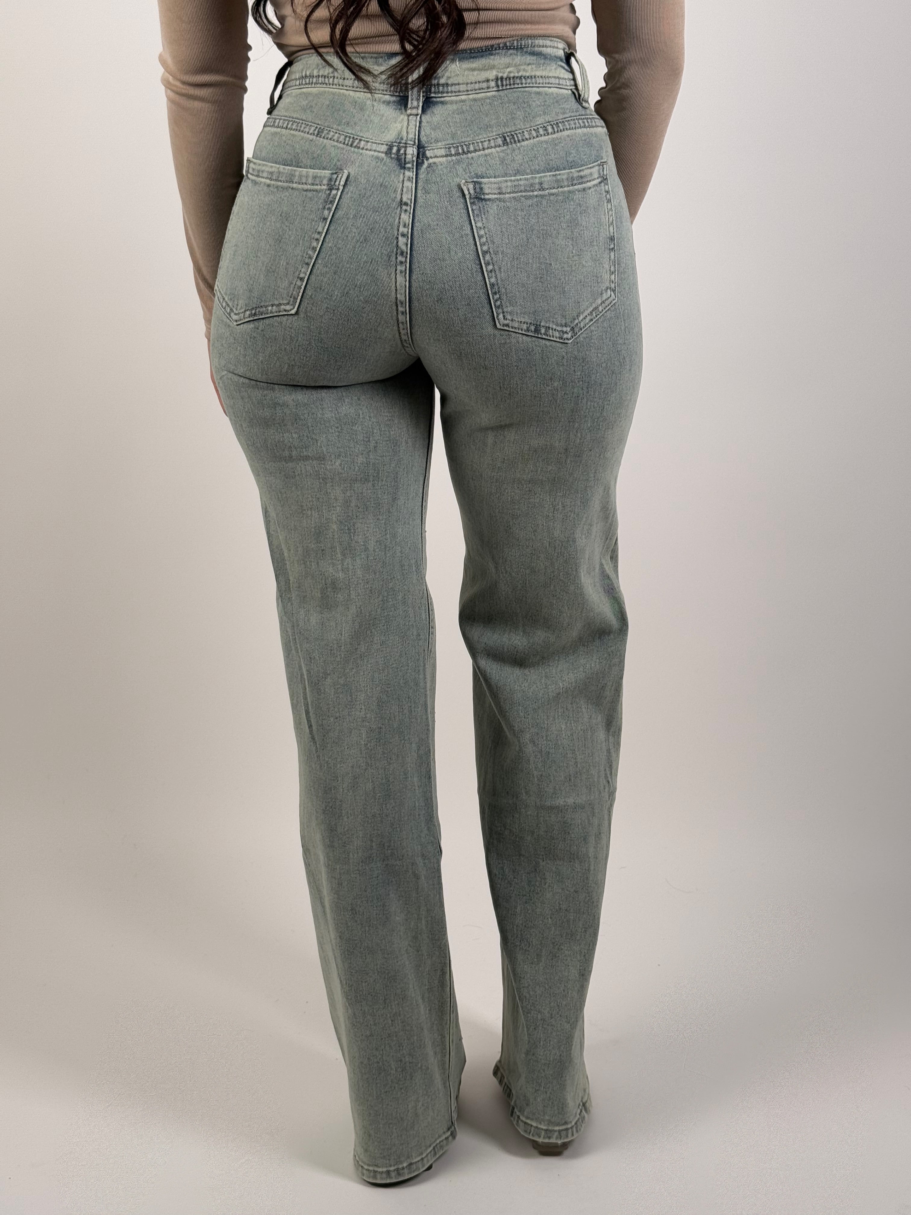 Jeans H 6692 Strass Wide Leg Blauw