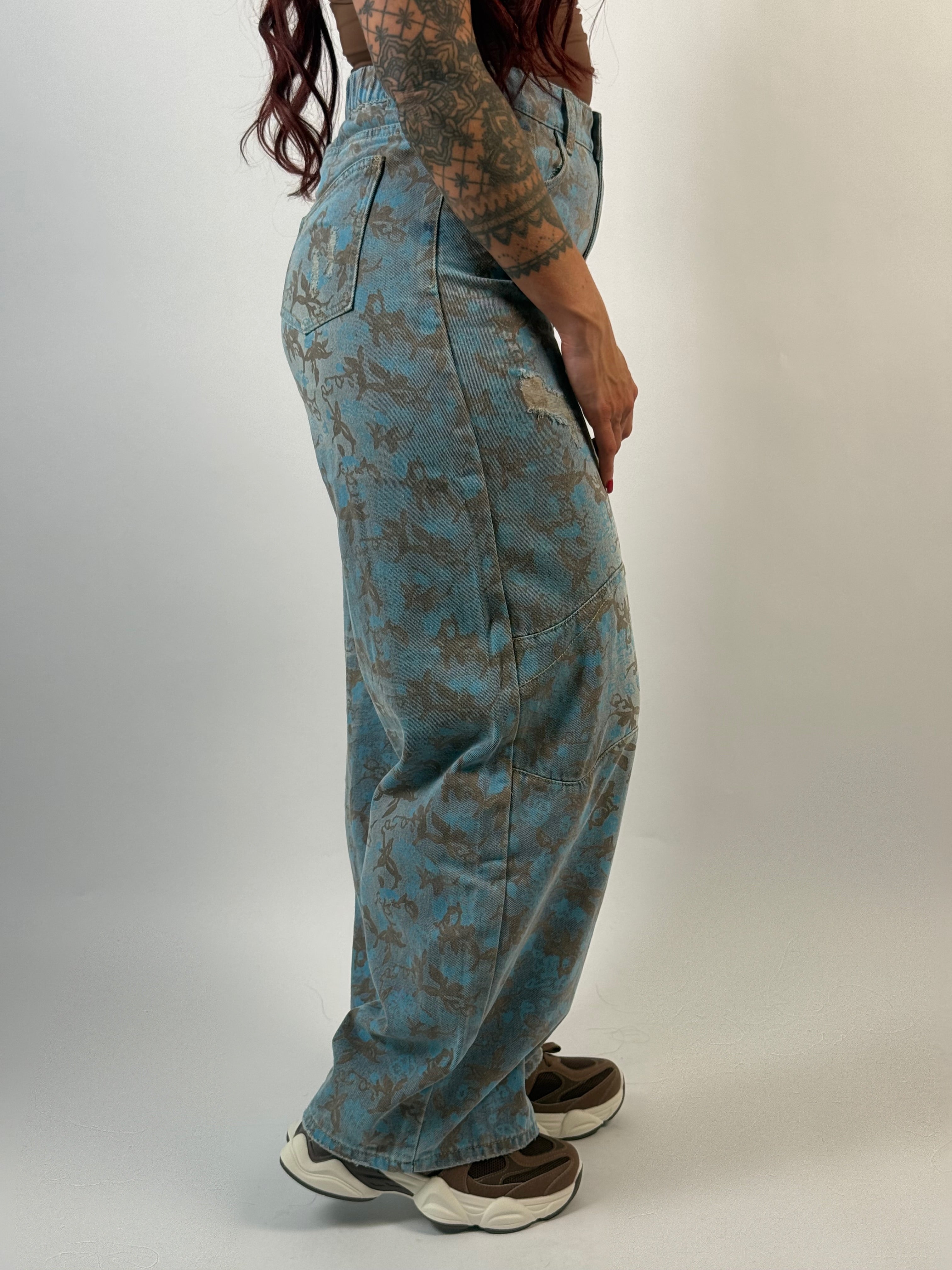 Jeans Flower 13775 Blauw
