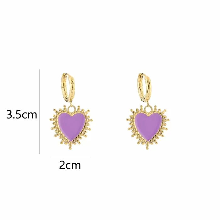Oorbel 15586 Hart Goud/Lila