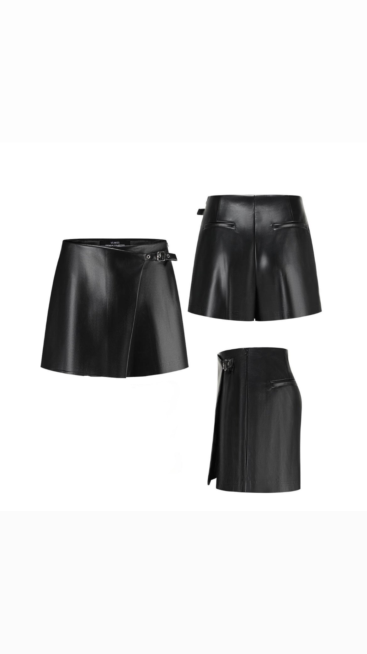 Skort Leather Look 207 Zwart