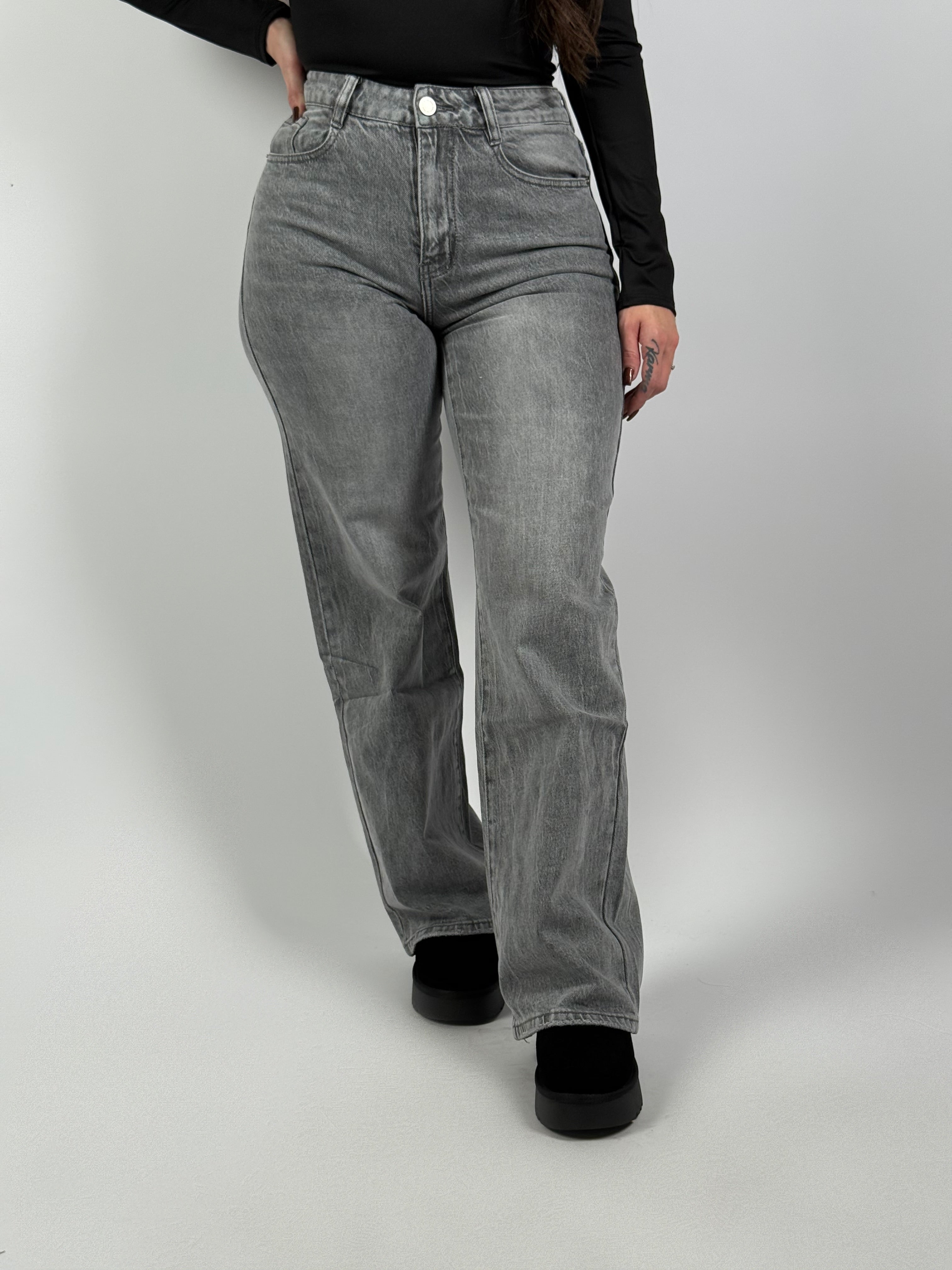 Jeans B 6878 Wide Leg Grijs