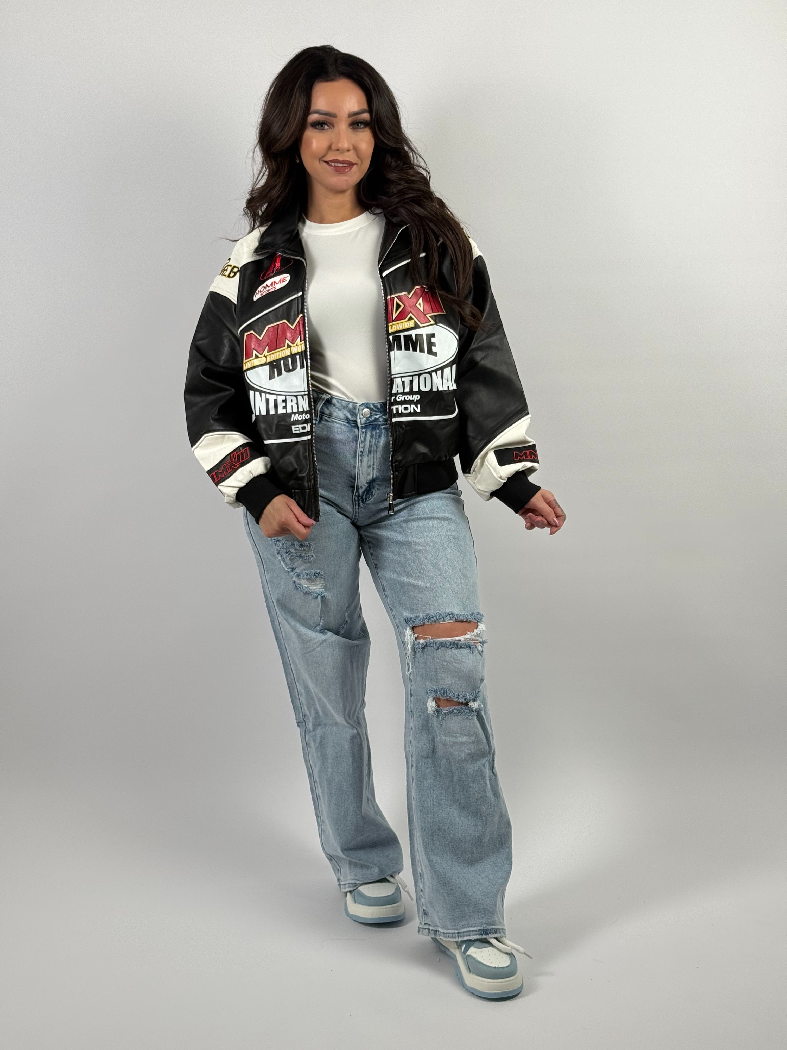 Jack Biker Leather Look Rood