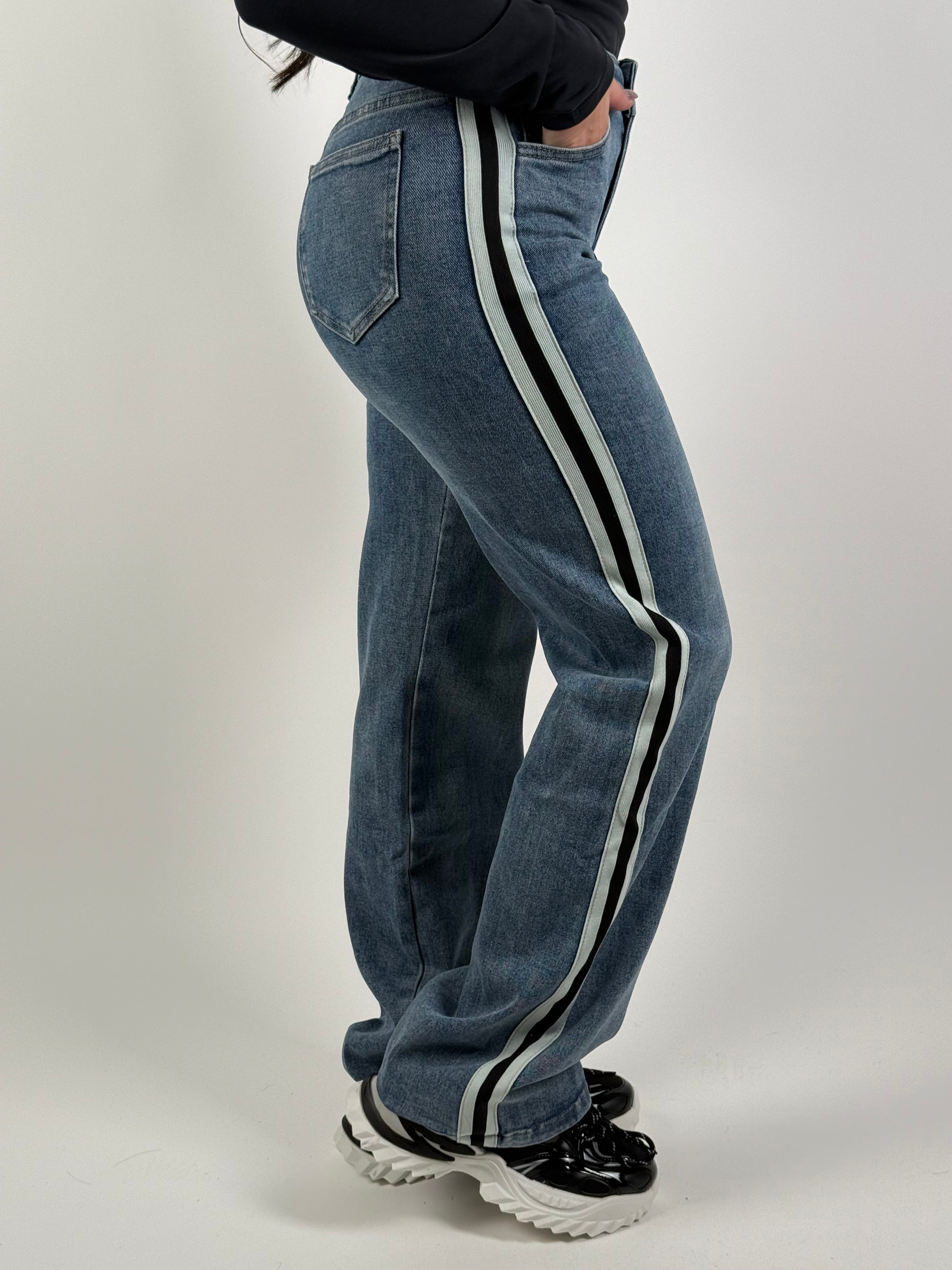 Jeans H 856-2 Streep Wide Leg Blauw