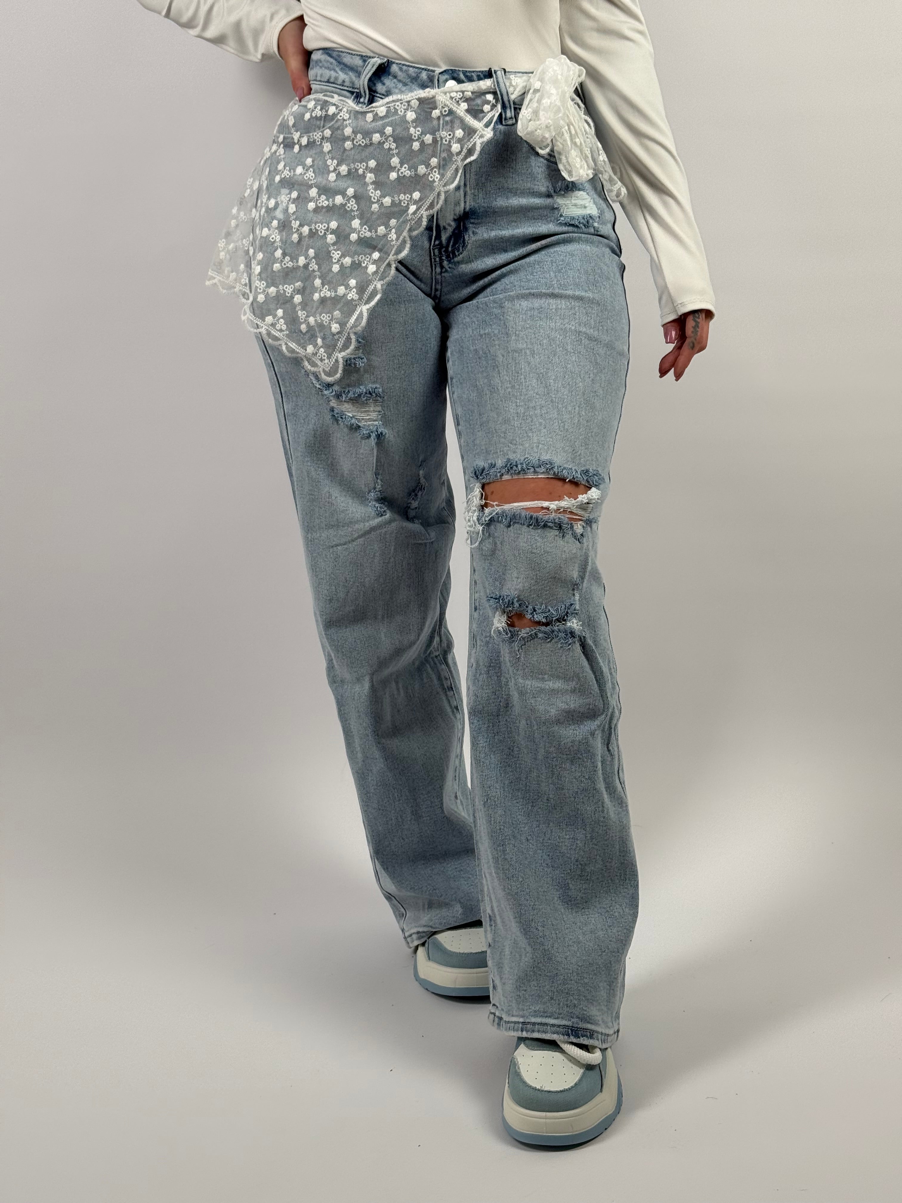 Jeans L 6059-4 Wide Leg Blauw